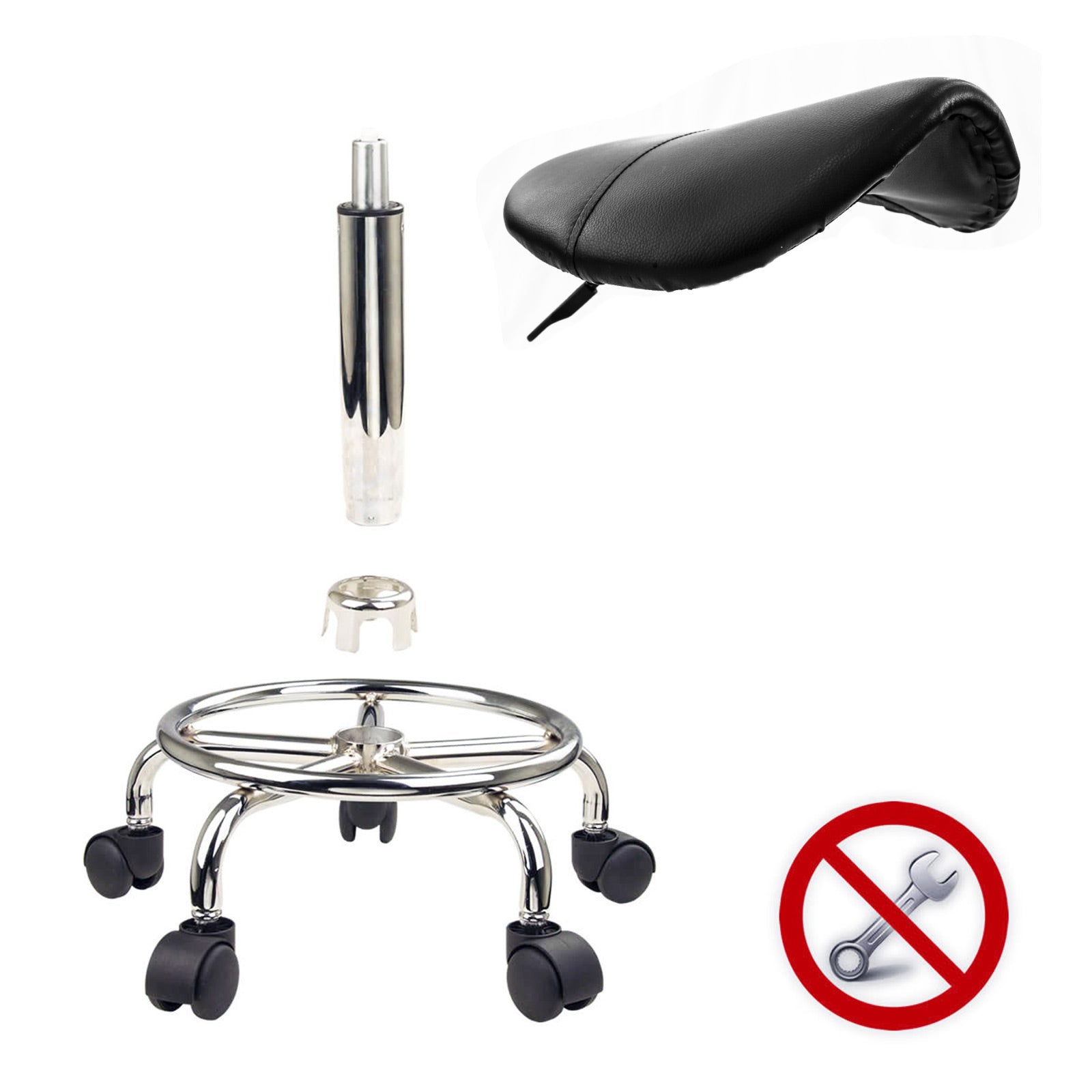 Forever Beauty 4 Set Black Salon Barber Stool Swivel Saddle Type - SILBERSHELL