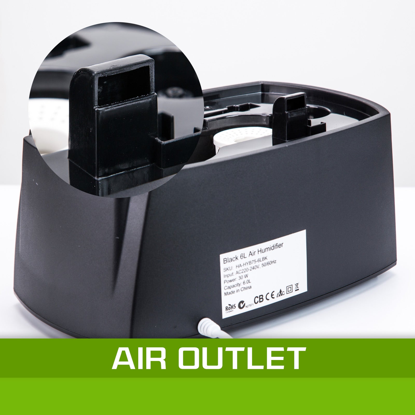 Home Ready Black Air Humidifier Ultrasonic Cool Diffuser 6L - SILBERSHELL