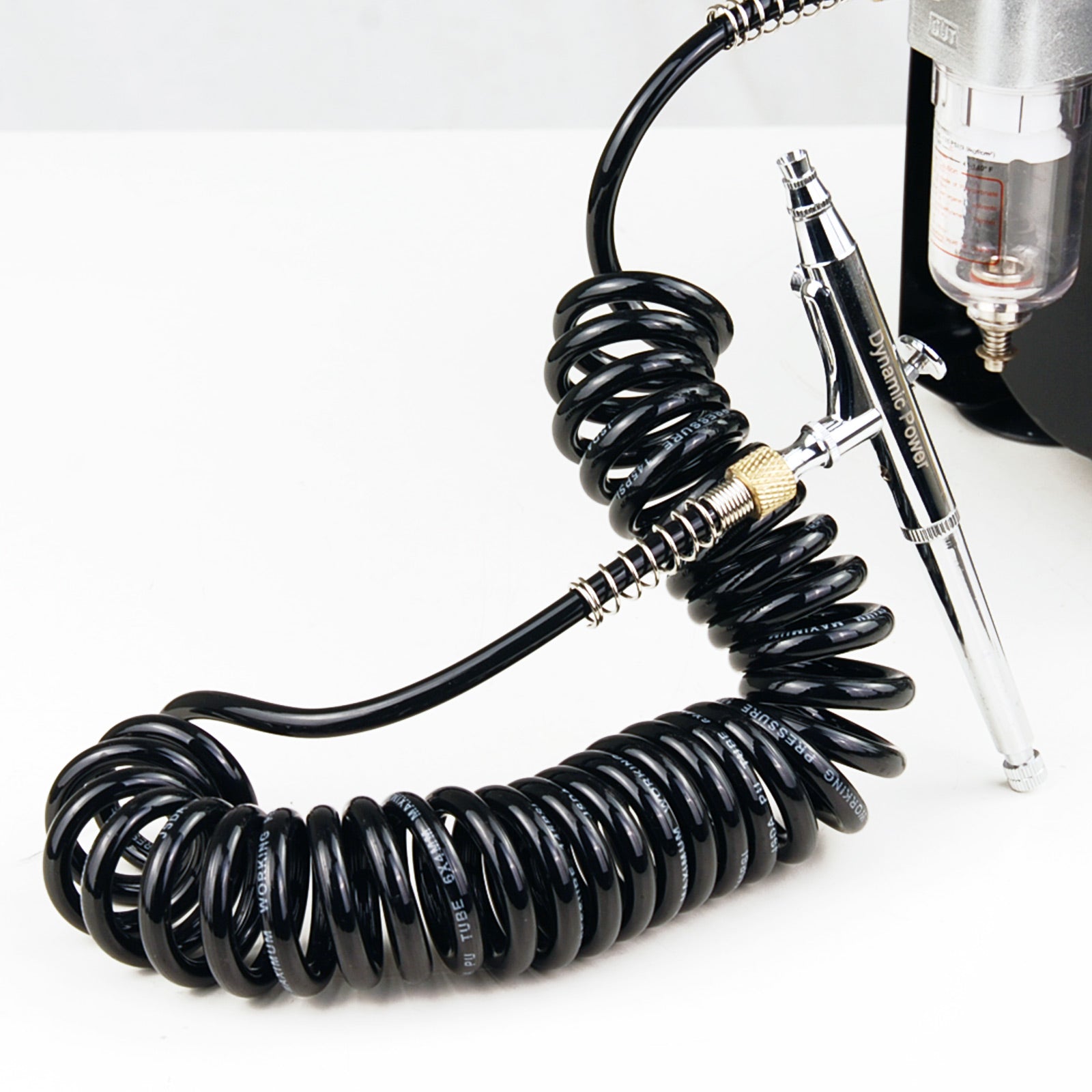 Dynamic Power 2 Set Air Brush Hose Coiled Retractable Compressor 1/8in 3M - SILBERSHELL