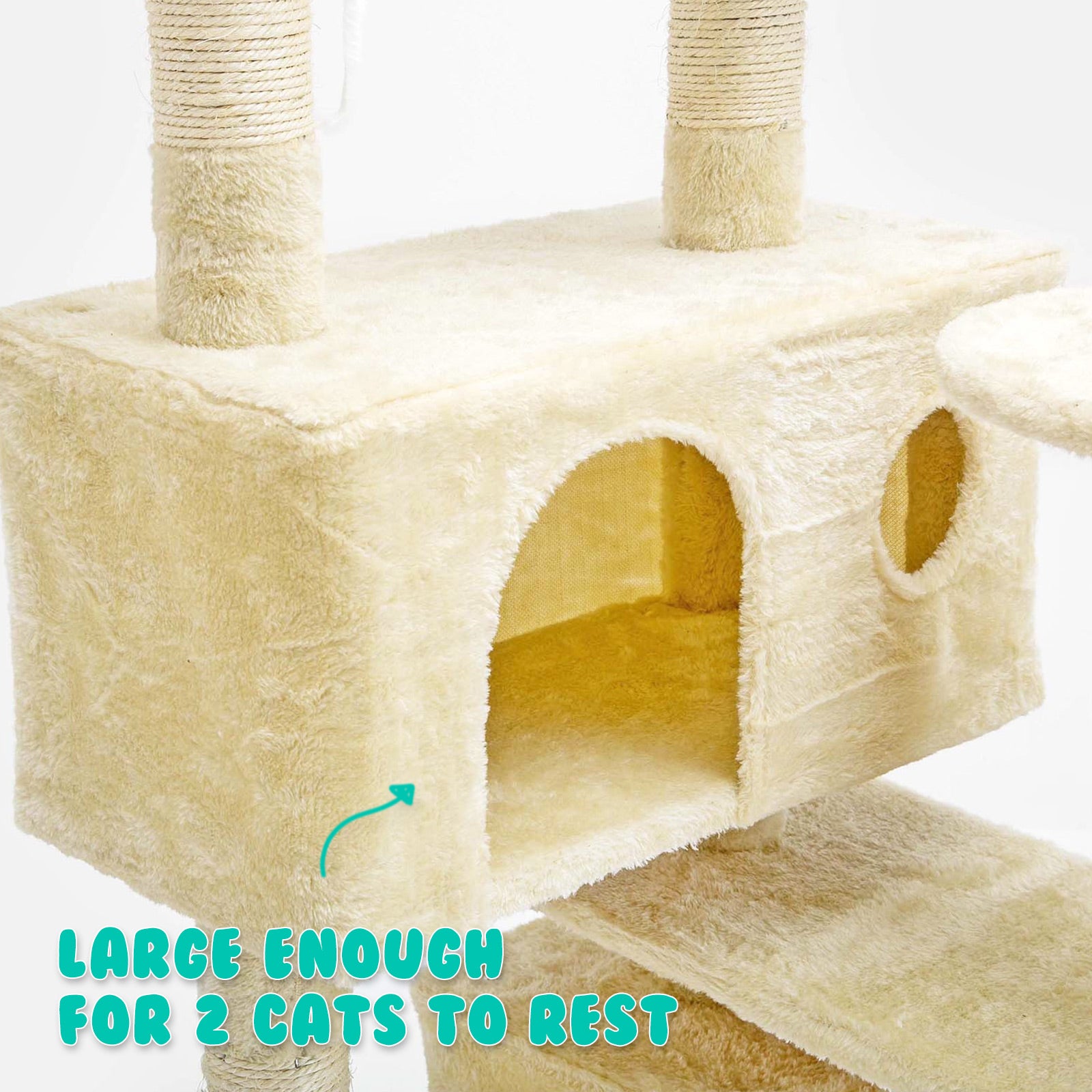 Paw Mate 130cm Beige Cat Tree Soho Multi Level Scratcher - SILBERSHELL