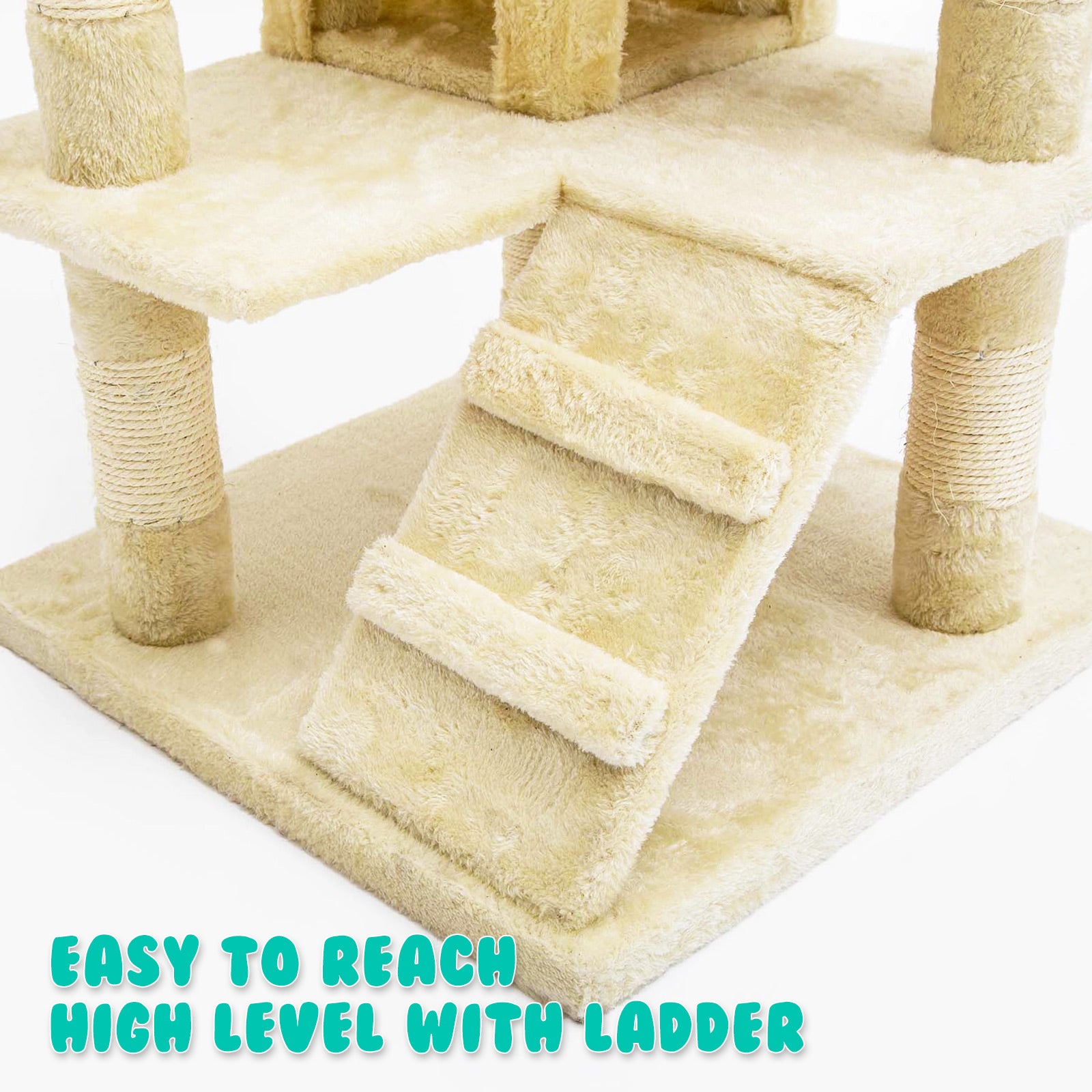 Paw Mate 130cm Beige Cat Tree Soho Multi Level Scratcher - SILBERSHELL