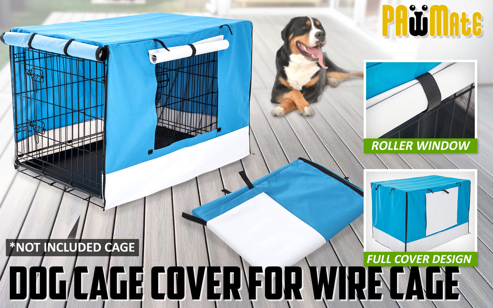 Paw Mate Blue Cage Cover Enclosure for Wire Dog Cage Crate 24in - SILBERSHELL