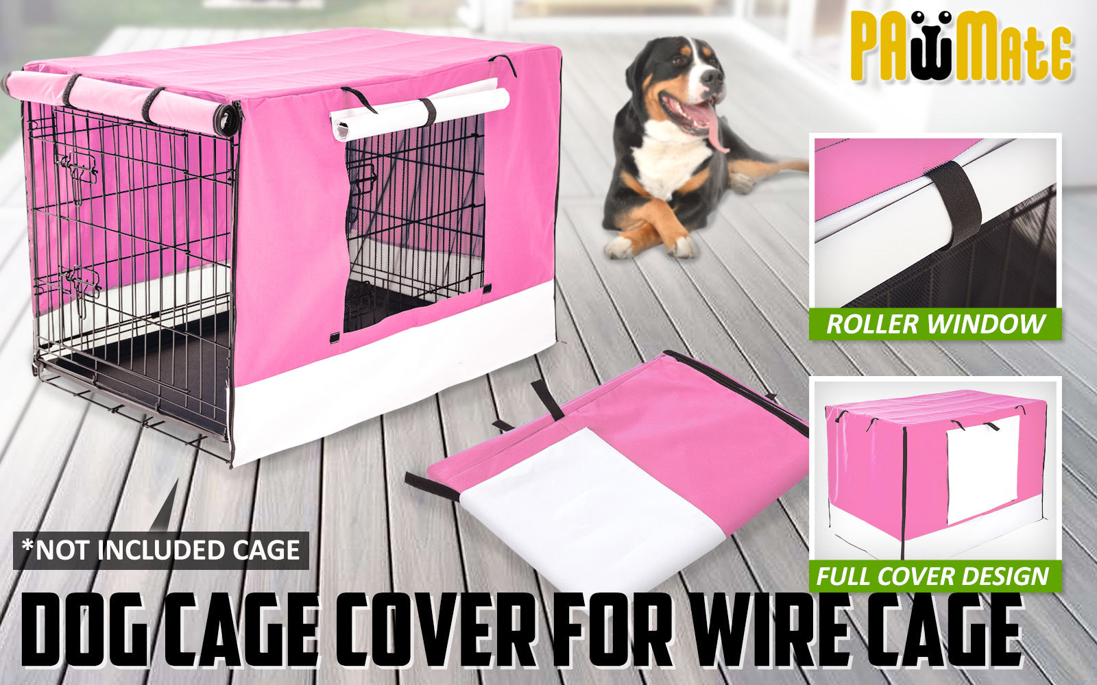 Paw Mate Pink Cage Cover Enclosure for Wire Dog Cage Crate 24in - SILBERSHELL