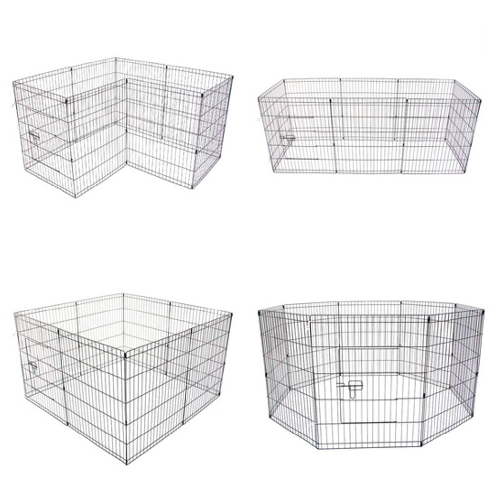 Paw Mate Pet Playpen 8 Panel 24in Foldable Dog Exercise Enclosure Fence Cage - SILBERSHELL