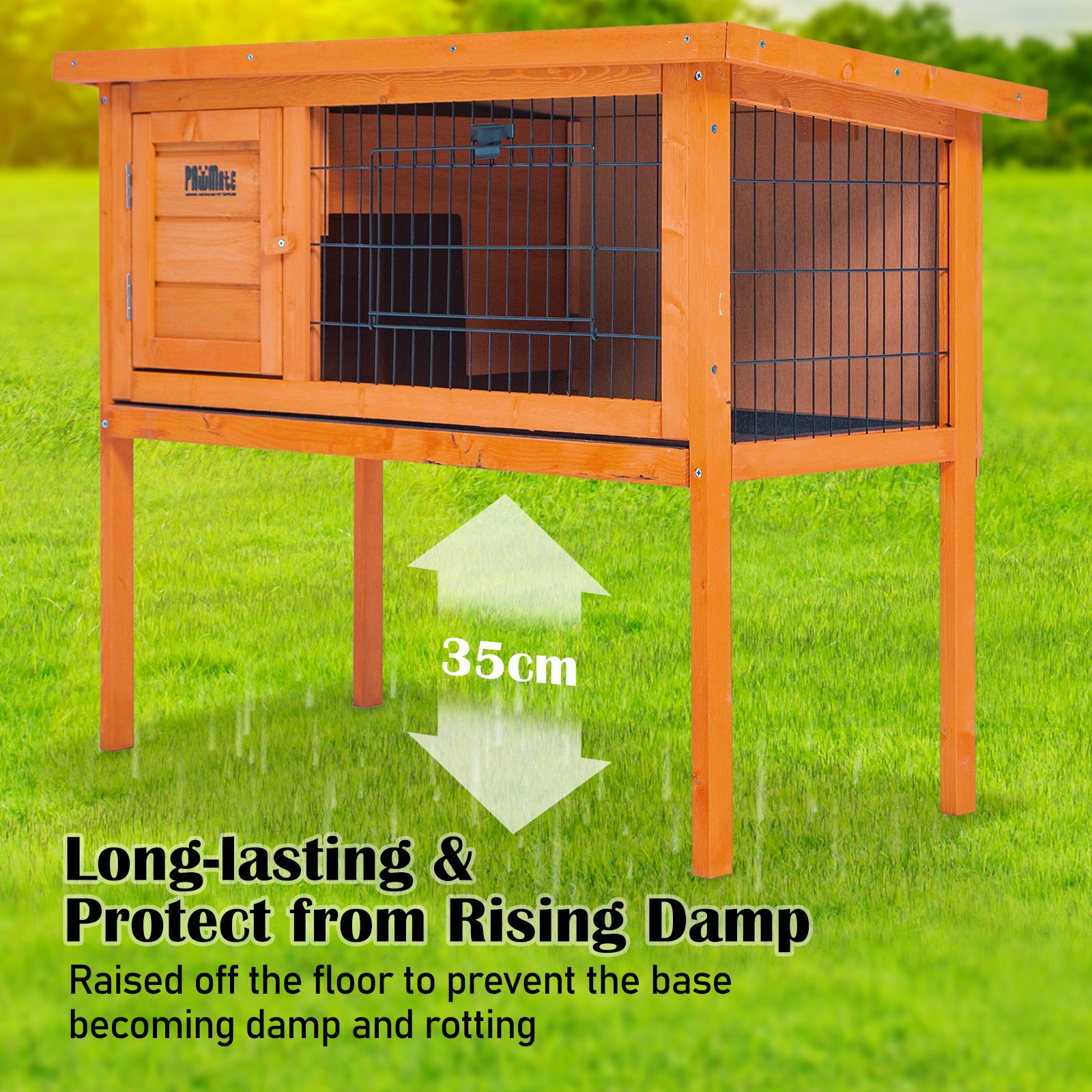 Paw Mate 91 x 45 x 70cm Rabbit Hutch Chicken Coop Free Standing Cage Run - SILBERSHELL