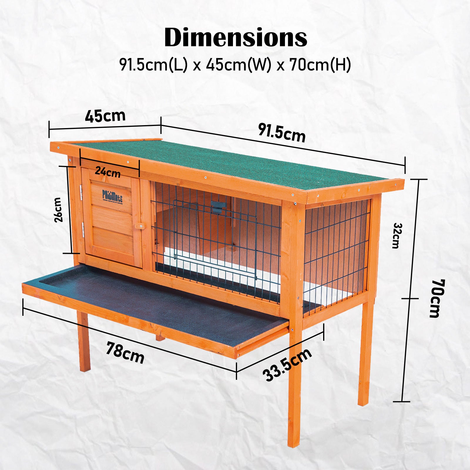 Paw Mate 91 x 45 x 70cm Rabbit Hutch Chicken Coop Free Standing Cage Run - SILBERSHELL