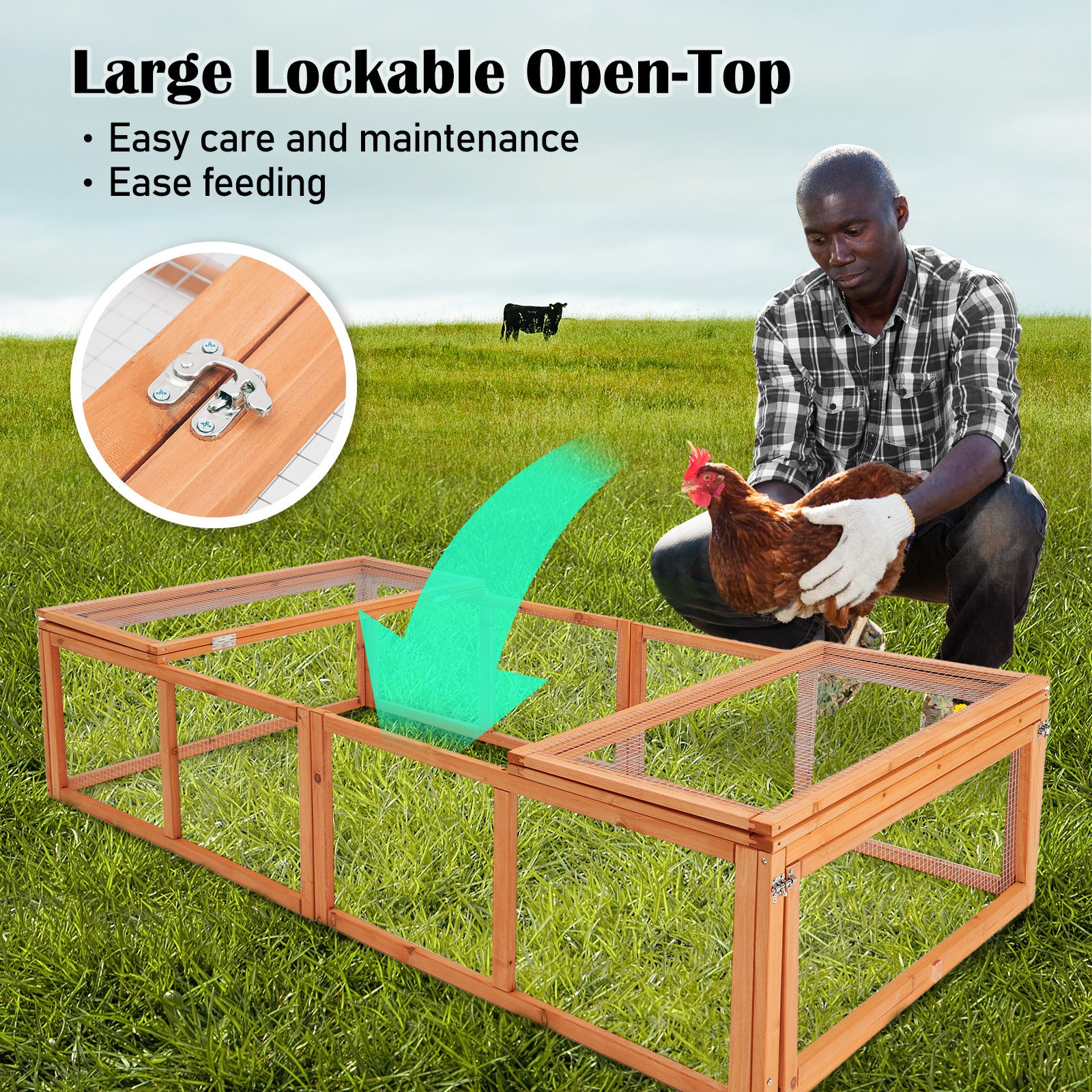 Paw Mate 180 x 90 x 48cm Chicken Coop Run Extension Rabbit Hutch Cage - SILBERSHELL