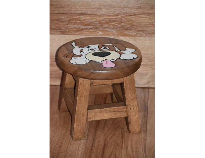 Kids furniture Wooden Stool Puppy Dog Chair Toddlers Step Sitting - SILBERSHELL