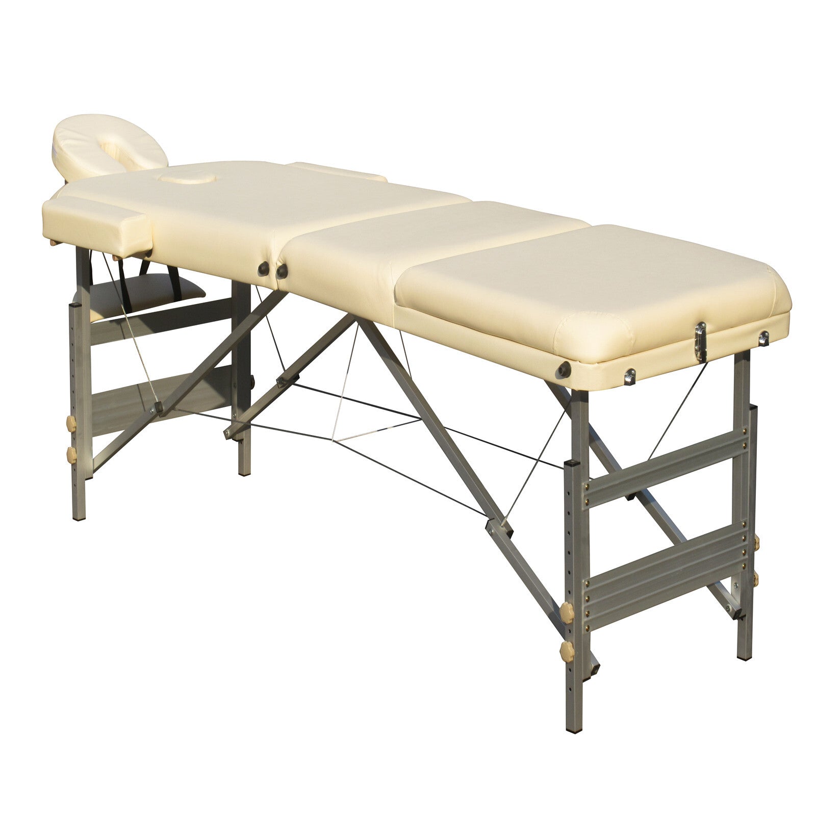 3 Fold Portable Aluminium Massage Table Massage Bed Beauty Therapy Beige - SILBERSHELL