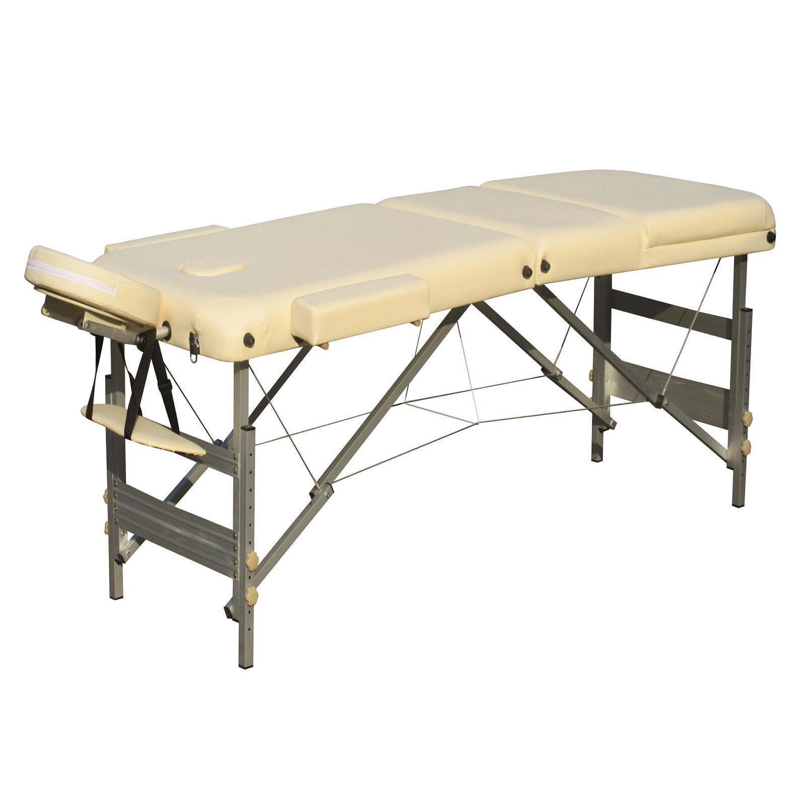 3 Fold Portable Aluminium Massage Table Massage Bed Beauty Therapy Beige - SILBERSHELL