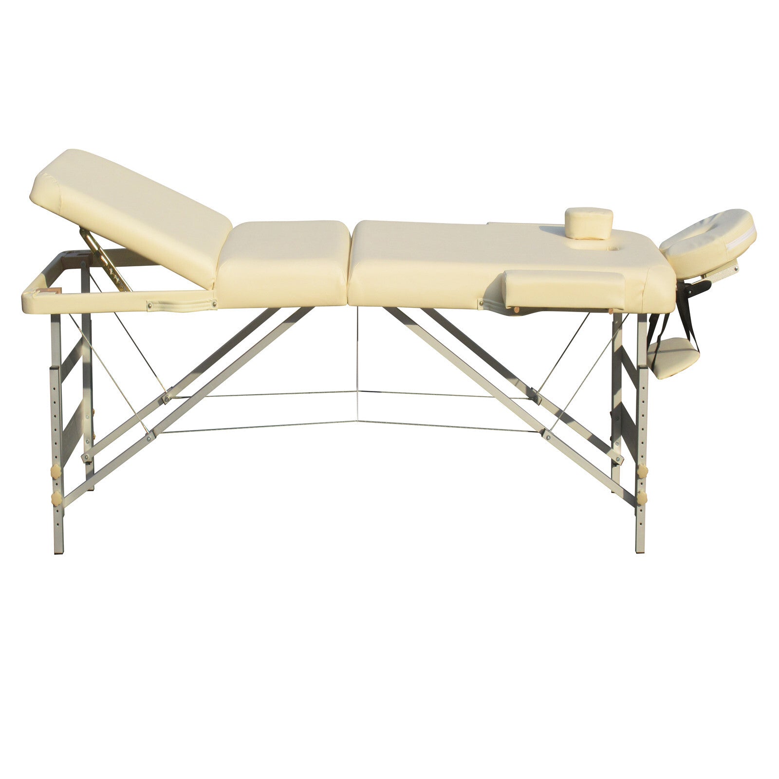 3 Fold Portable Aluminium Massage Table Massage Bed Beauty Therapy Beige - SILBERSHELL