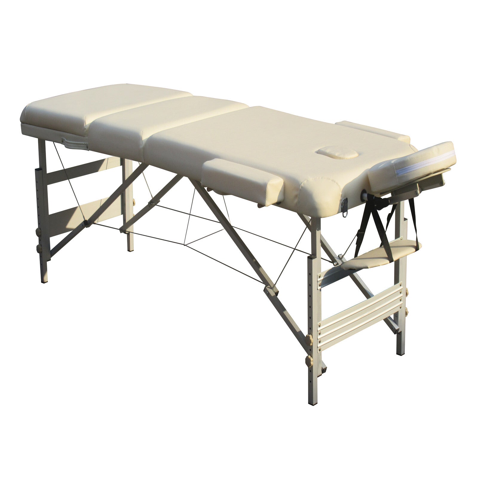 3 Fold Portable Aluminium Massage Table Massage Bed Beauty Therapy Beige - SILBERSHELL