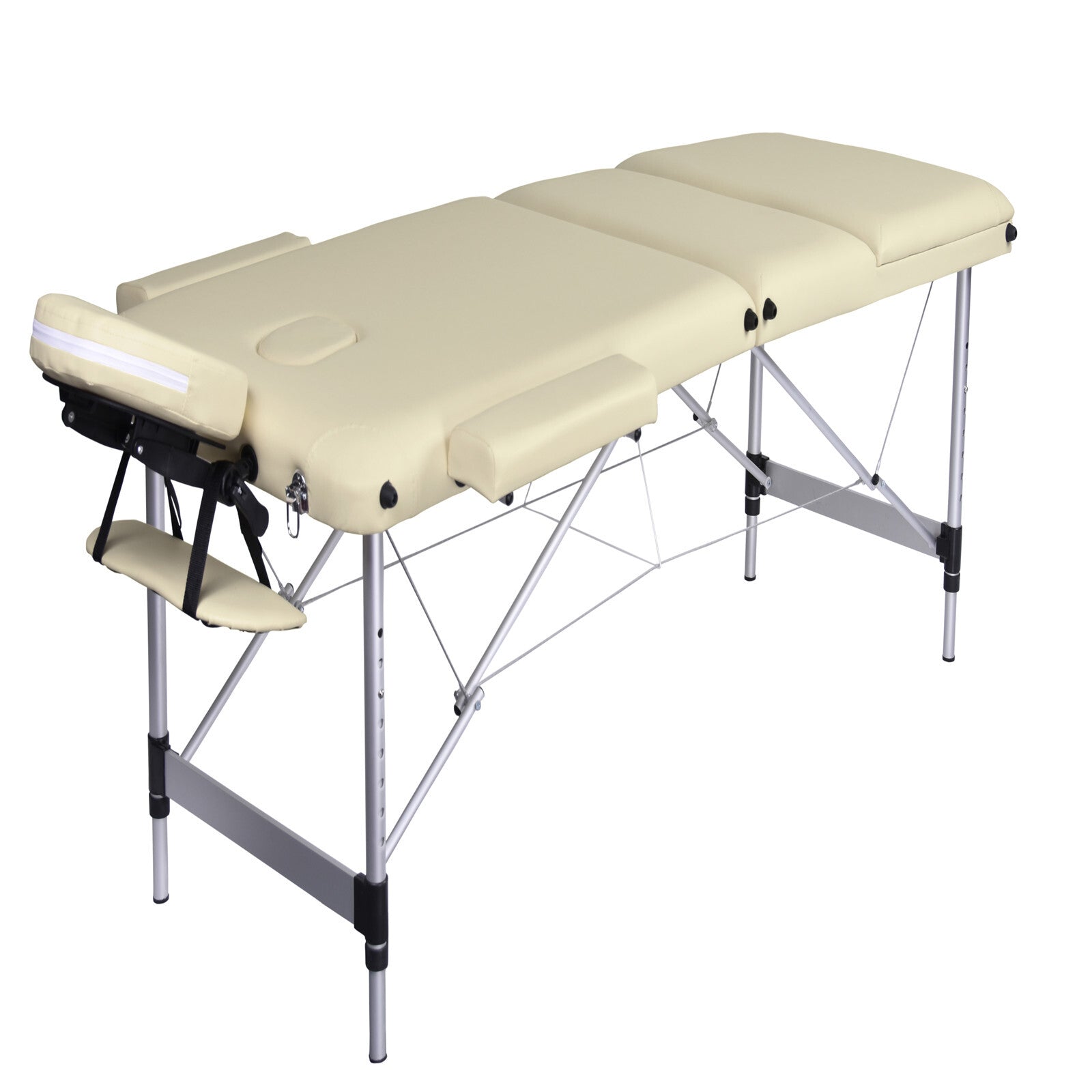 3 Fold Portable Aluminium Massage Table Massage Bed Beauty Therapy Beige - SILBERSHELL