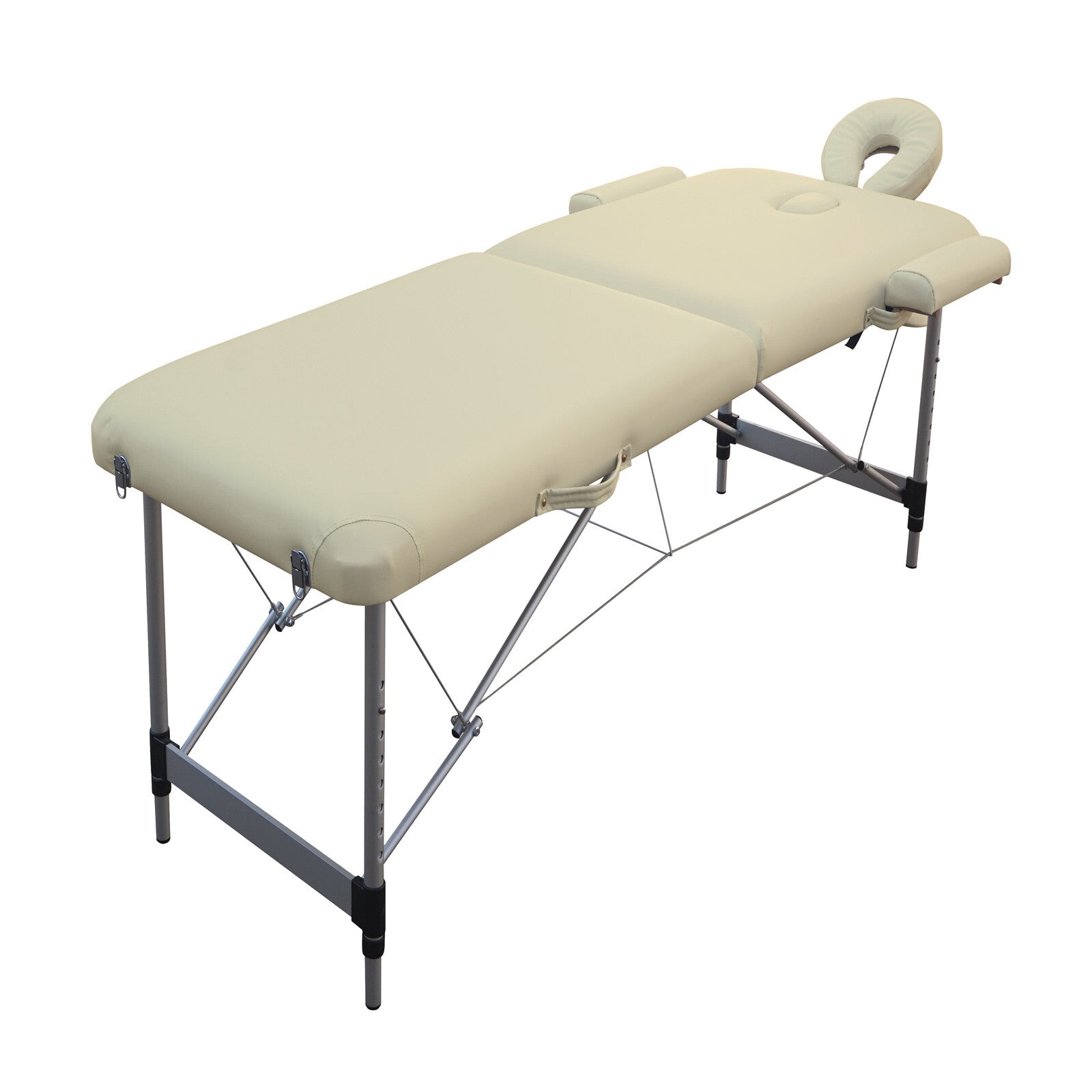2 Fold Portable Aluminium Massage Table Massage Bed Beauty Therapy Beige - SILBERSHELL
