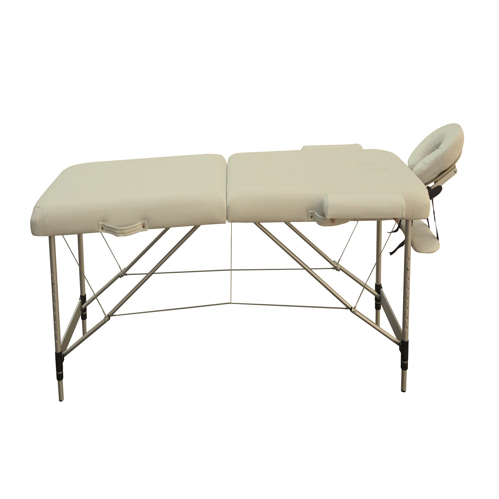 2 Fold Portable Aluminium Massage Table Massage Bed Beauty Therapy Beige - SILBERSHELL