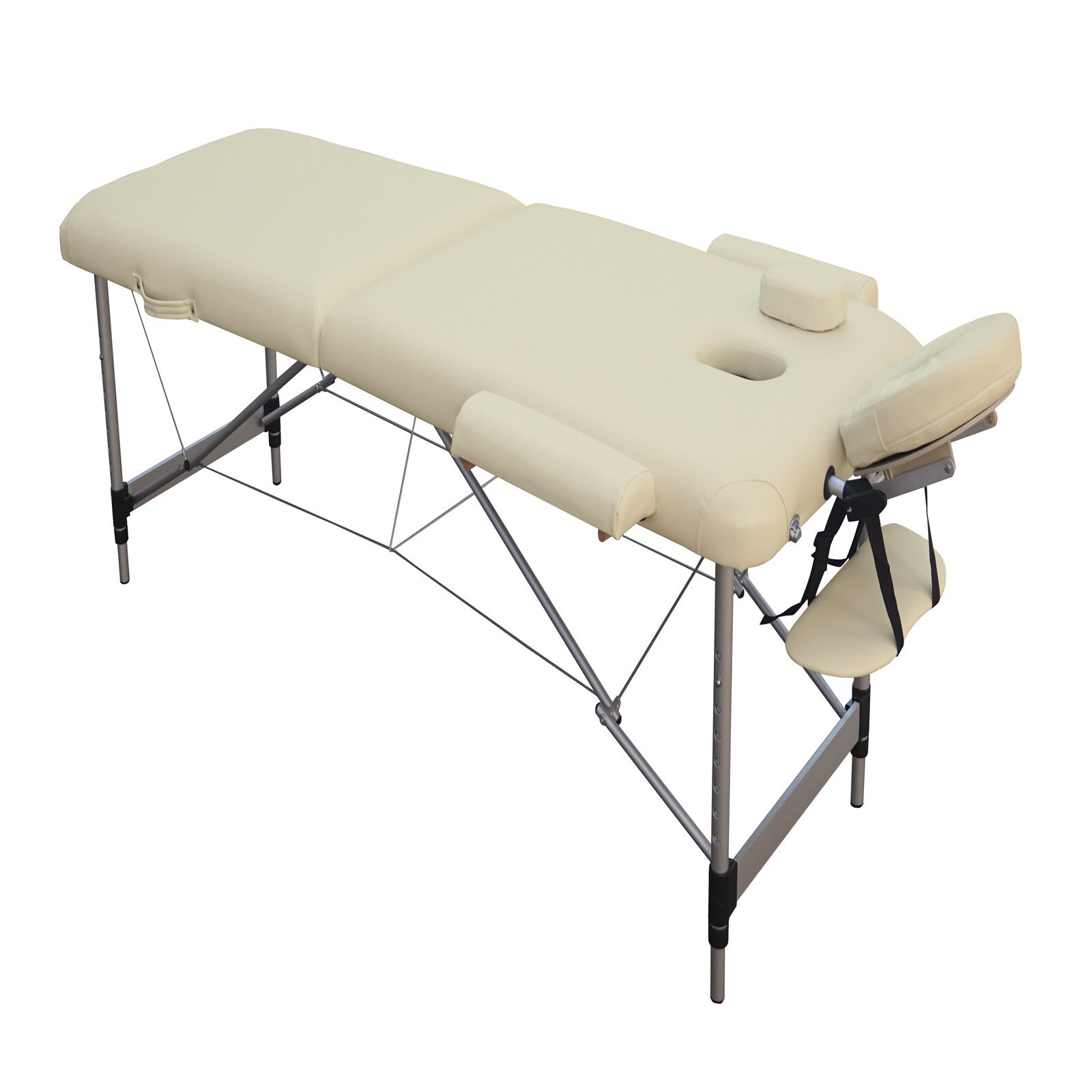 2 Fold Portable Aluminium Massage Table Massage Bed Beauty Therapy Beige - SILBERSHELL