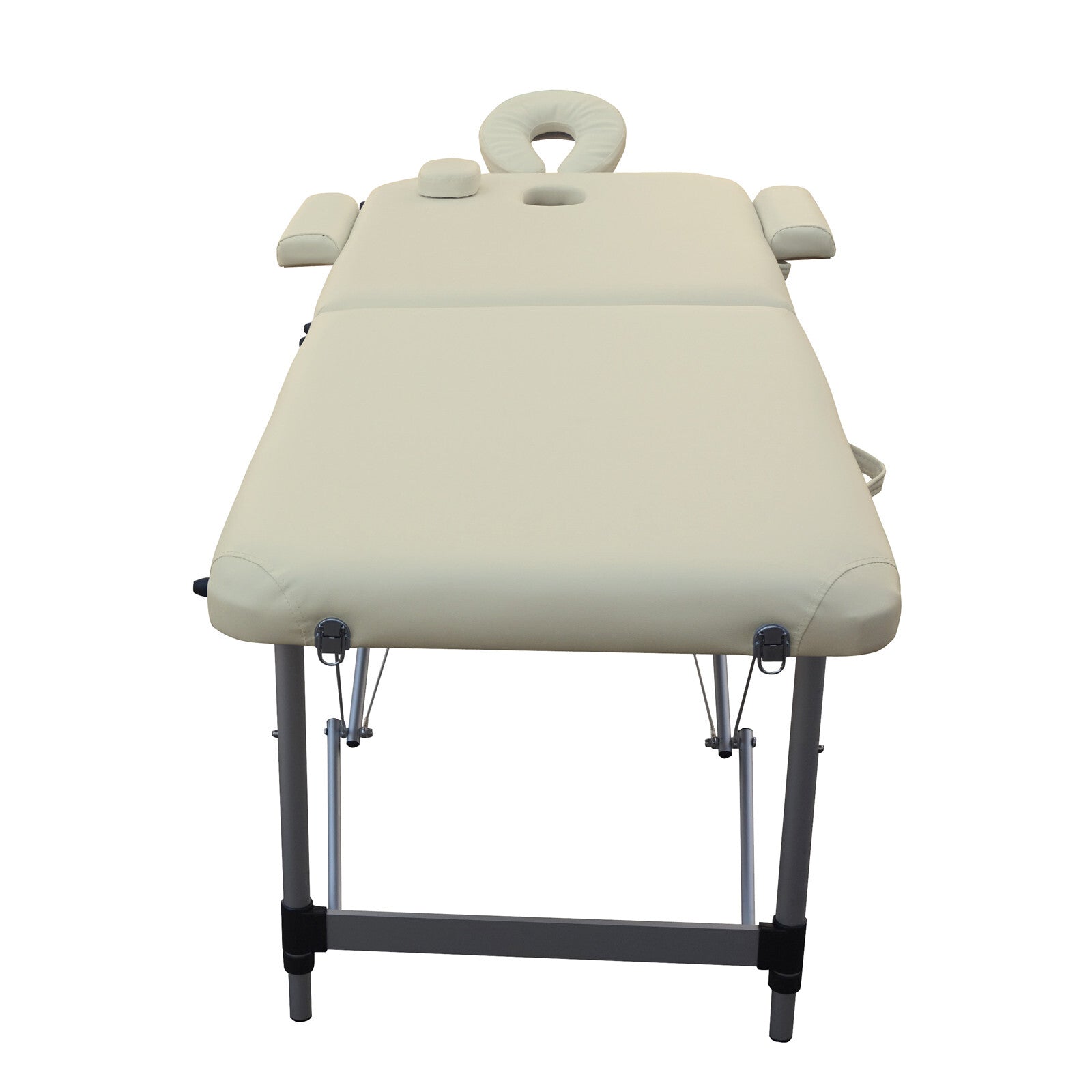 2 Fold Portable Aluminium Massage Table Massage Bed Beauty Therapy Beige - SILBERSHELL