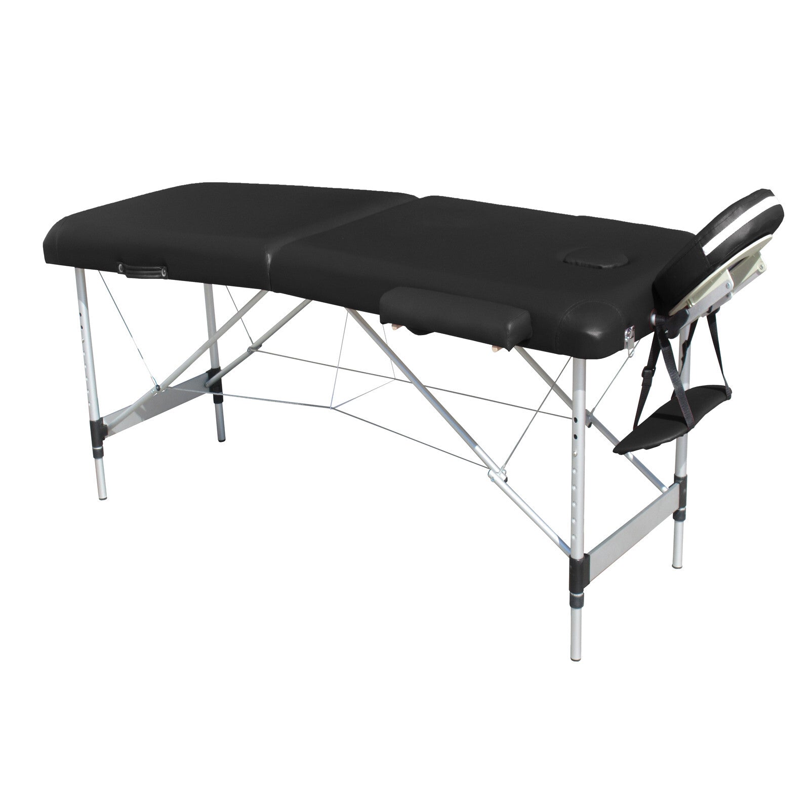 2 Fold Portable Aluminium Massage Table Massage Bed Beauty Therapy Black - SILBERSHELL