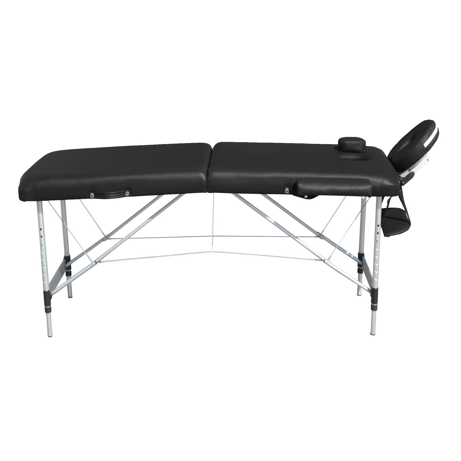 2 Fold Portable Aluminium Massage Table Massage Bed Beauty Therapy Black - SILBERSHELL