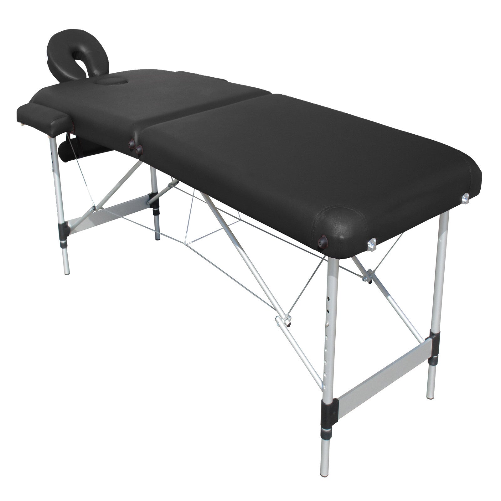 2 Fold Portable Aluminium Massage Table Massage Bed Beauty Therapy Black - SILBERSHELL