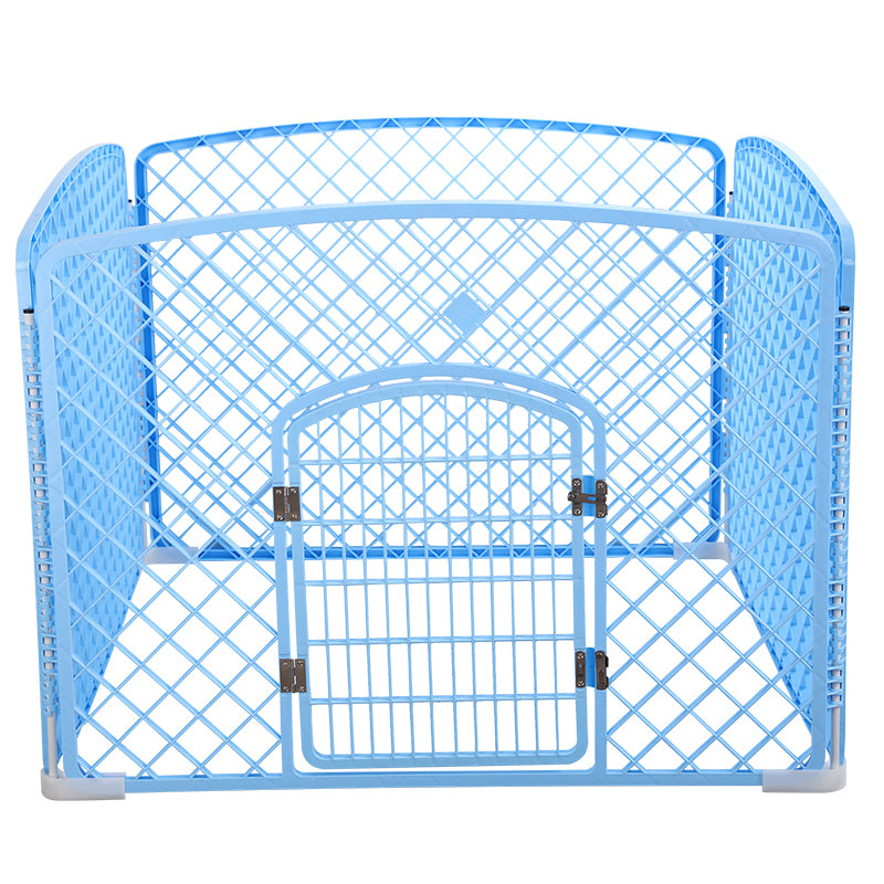 YES4PETS 4 Panel Plastic Pet Pen Pet Foldable Fence Dog Fence Enclosure With Gate Blue - SILBERSHELL