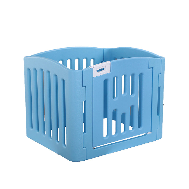 YES4PETS 4 Panel Plastic Pet Pen Pet Foldable Fence Dog Fence Enclosure With Gate Blue - SILBERSHELL