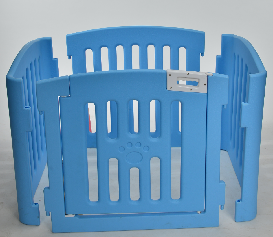 YES4PETS 4 Panel Plastic Pet Pen Pet Foldable Fence Dog Fence Enclosure With Gate Blue - SILBERSHELL