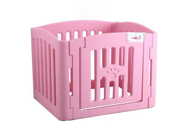 YES4PETS 4 Panel Plastic Pet Pen Pet Foldable Fence Dog Fence Enclosure With Gate Pink - SILBERSHELL