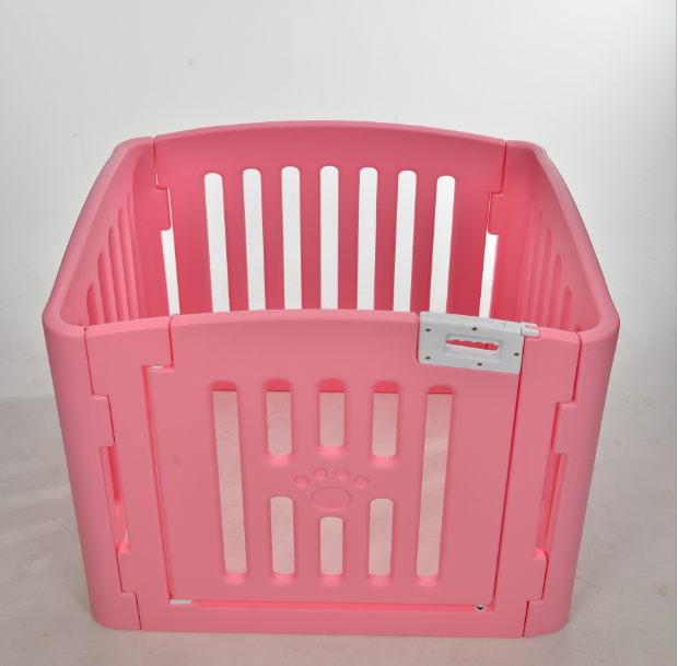 YES4PETS 4 Panel Plastic Pet Pen Pet Foldable Fence Dog Fence Enclosure With Gate Pink - SILBERSHELL