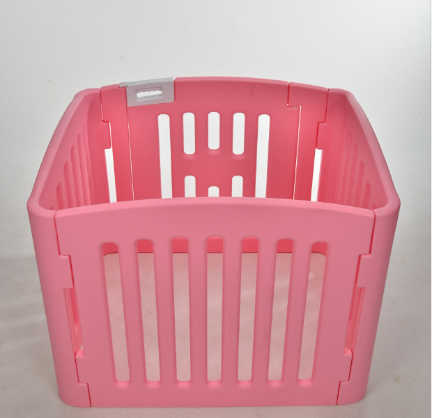 YES4PETS 4 Panel Plastic Pet Pen Pet Foldable Fence Dog Fence Enclosure With Gate Pink - SILBERSHELL