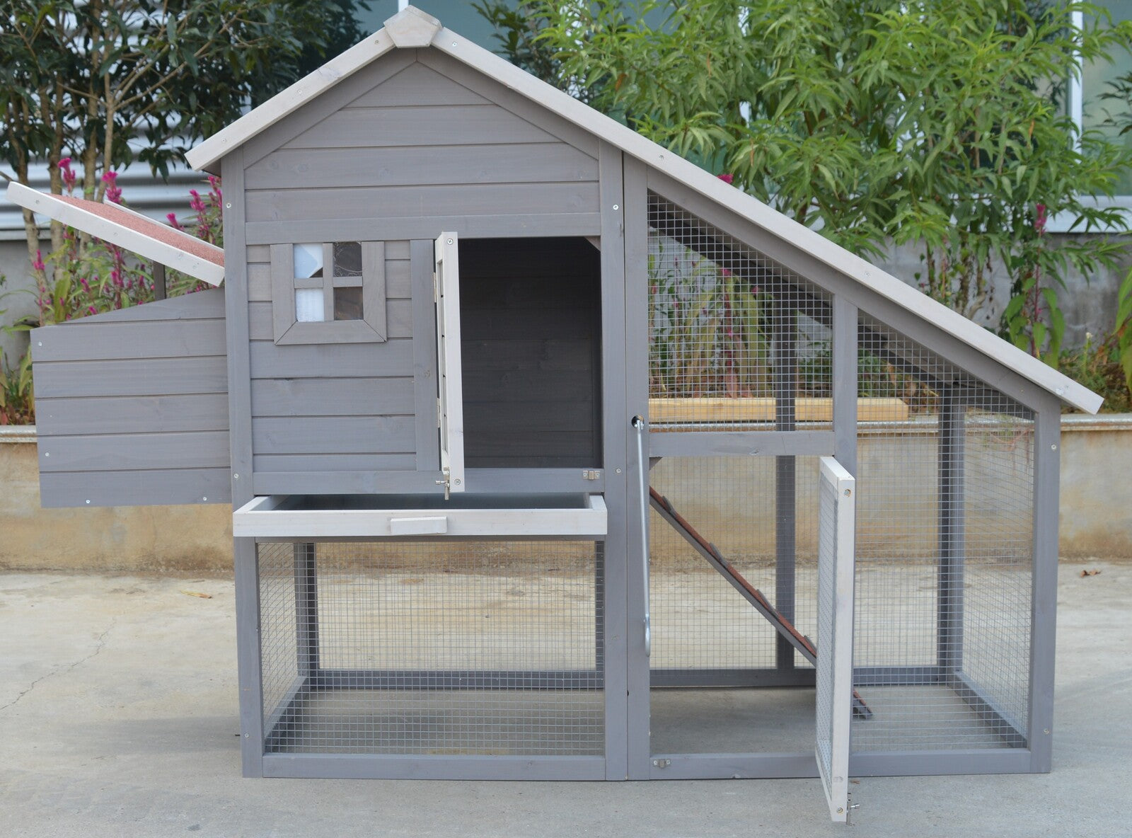 YES4PETS Grey Large Chicken Coop Rabbit Hutch Ferret Guinea Pig Cage Hen Chook Cat Kitten House - SILBERSHELL