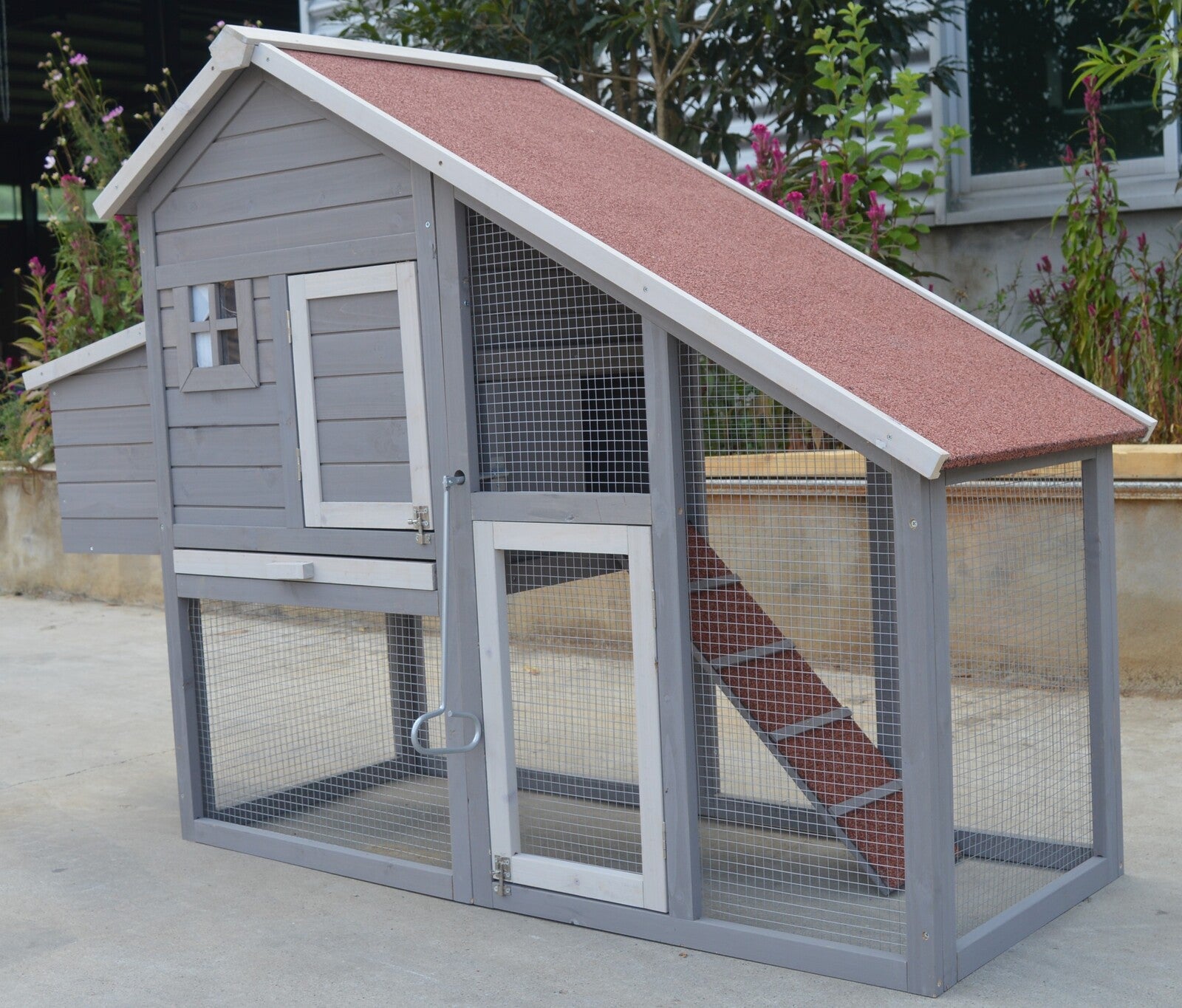 YES4PETS Grey Large Chicken Coop Rabbit Hutch Ferret Guinea Pig Cage Hen Chook Cat Kitten House - SILBERSHELL