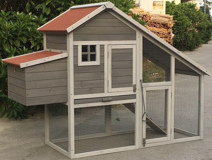 YES4PETS Grey Large Chicken Coop Rabbit Hutch Ferret Guinea Pig Cage Hen Chook Cat Kitten House - SILBERSHELL