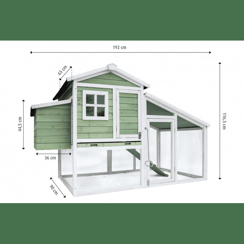 YES4PETS Large Chicken Coop Rabbit Hutch Ferret Cage Hen Chook Cat Kitten House 190x90X116 cm Green - SILBERSHELL