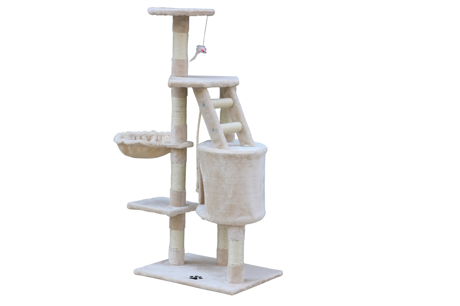 120 cm Multi level Cat Kitten Scratching Post Tree-Beige - SILBERSHELL