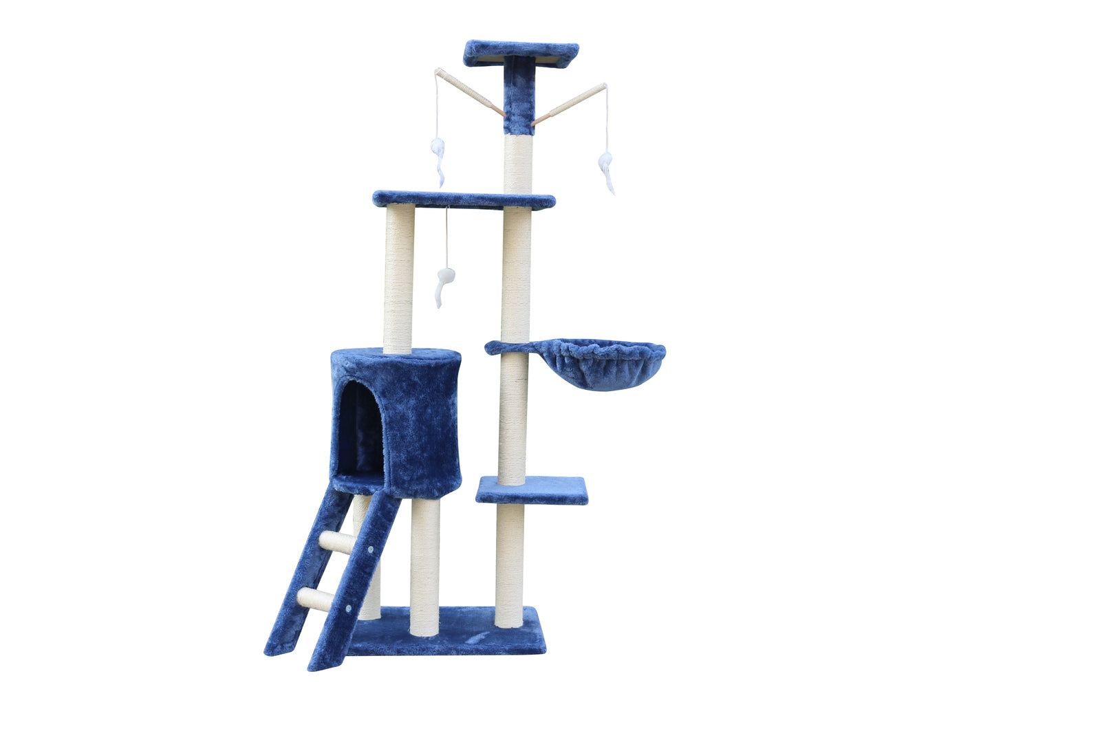 138cm Cat Scratching Post Tree Post House Tower with Ladder-Blue - SILBERSHELL