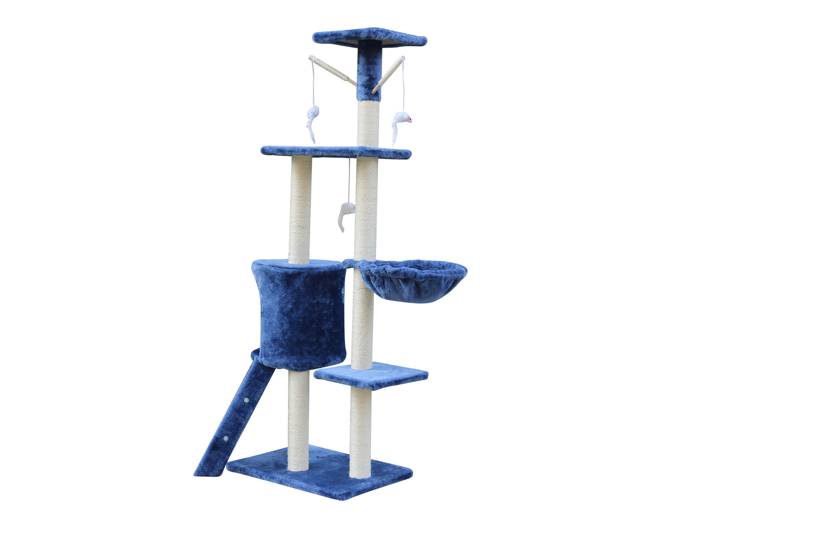 138cm Cat Scratching Post Tree Post House Tower with Ladder-Blue - SILBERSHELL