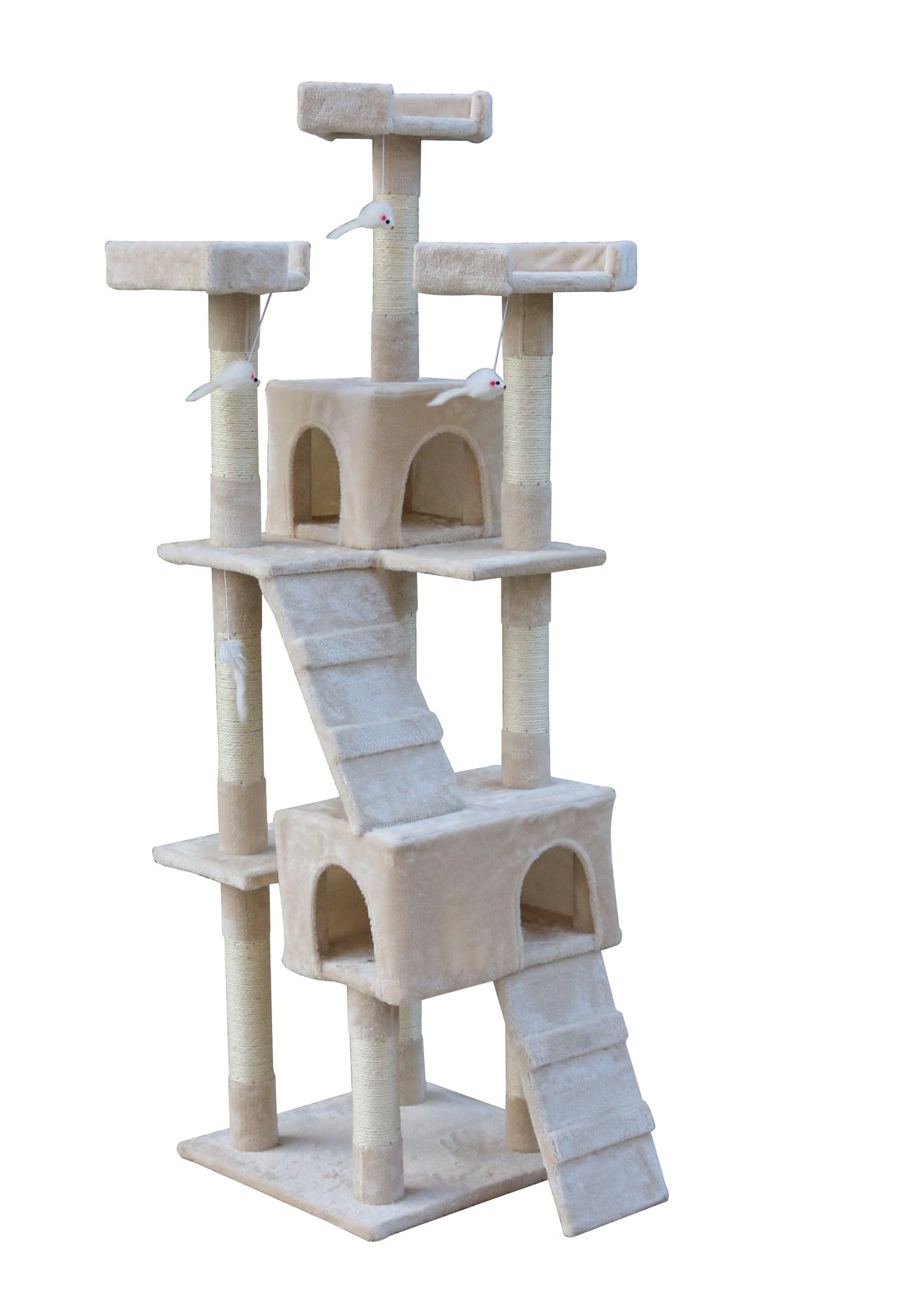 170cm Cat Scratching Post Tree Post House Tower with Ladder Furniture Beige - SILBERSHELL