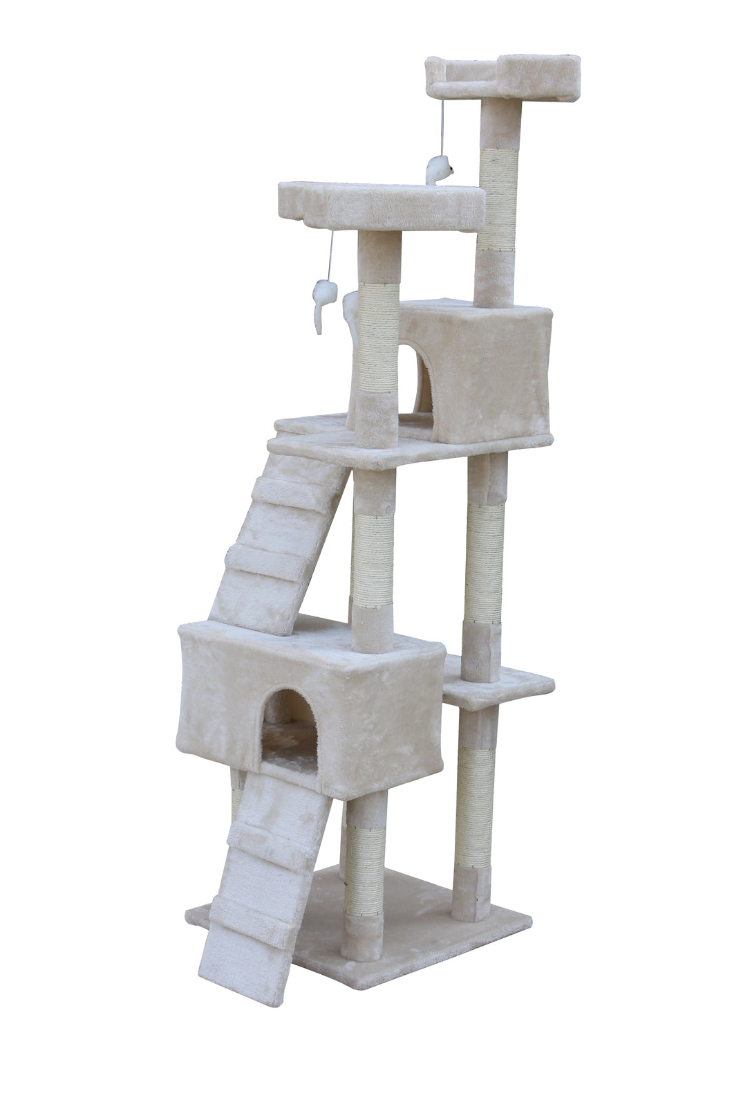 170cm Cat Scratching Post Tree Post House Tower with Ladder Furniture Beige - SILBERSHELL