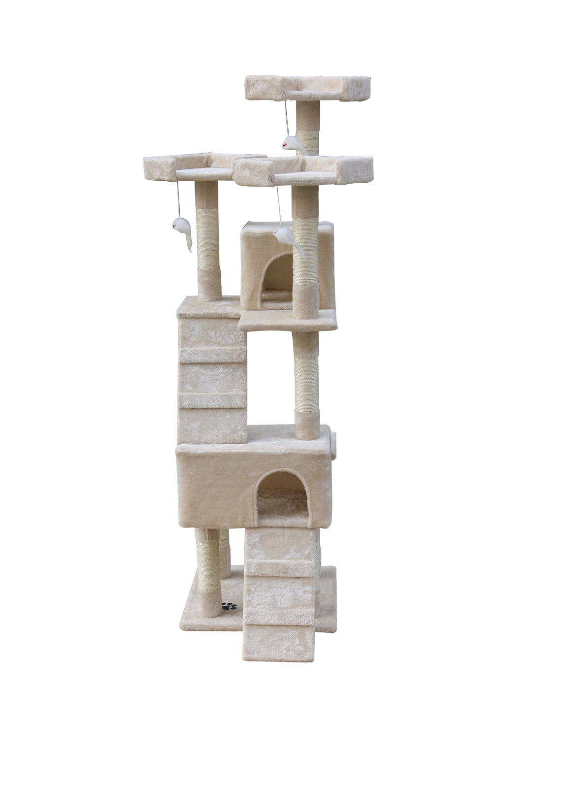 170cm Cat Scratching Post Tree Post House Tower with Ladder Furniture Beige - SILBERSHELL