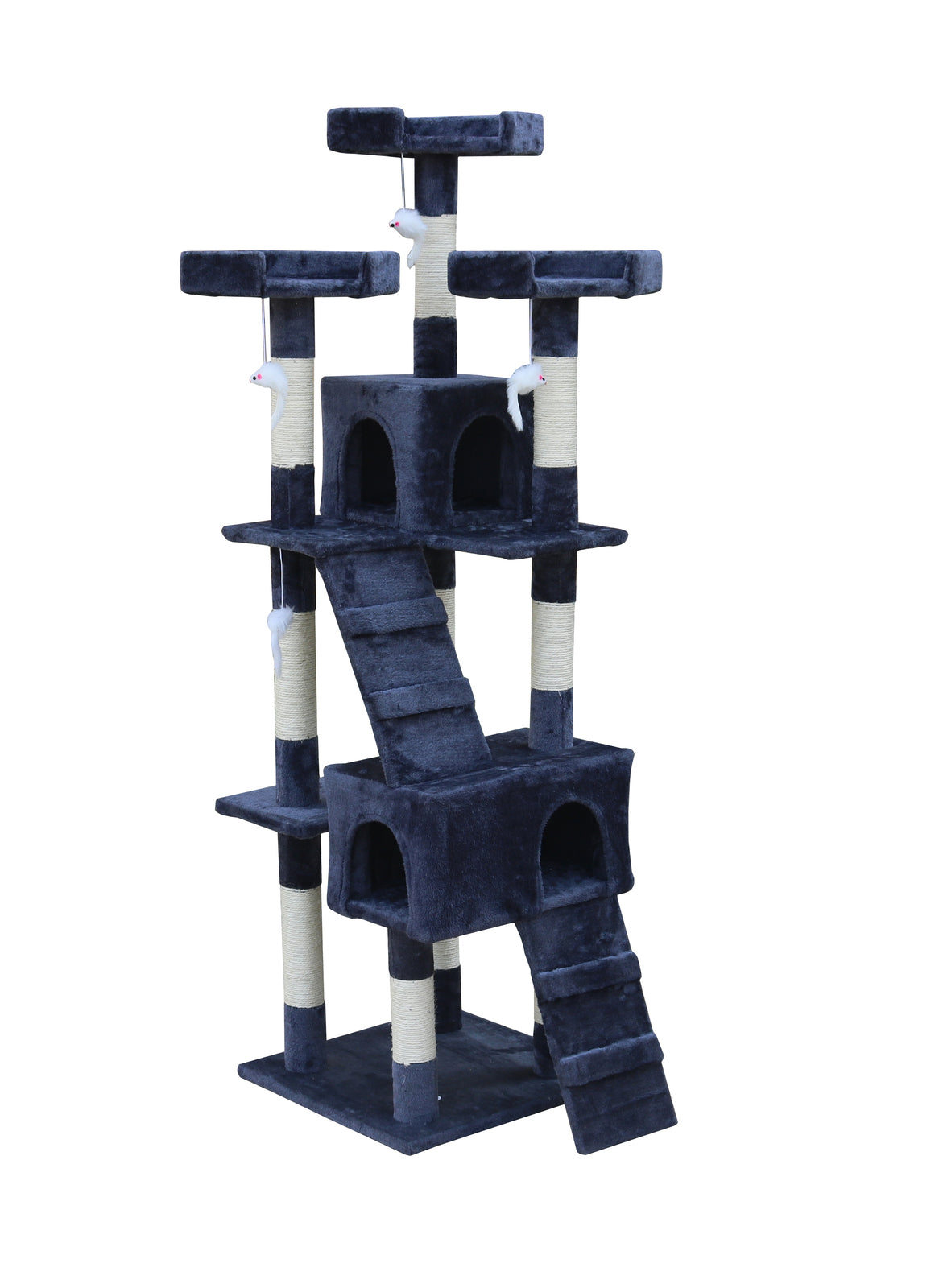 170cm Cat Scratching Post Tree Post House Tower with Ladder Furniture Grey - SILBERSHELL