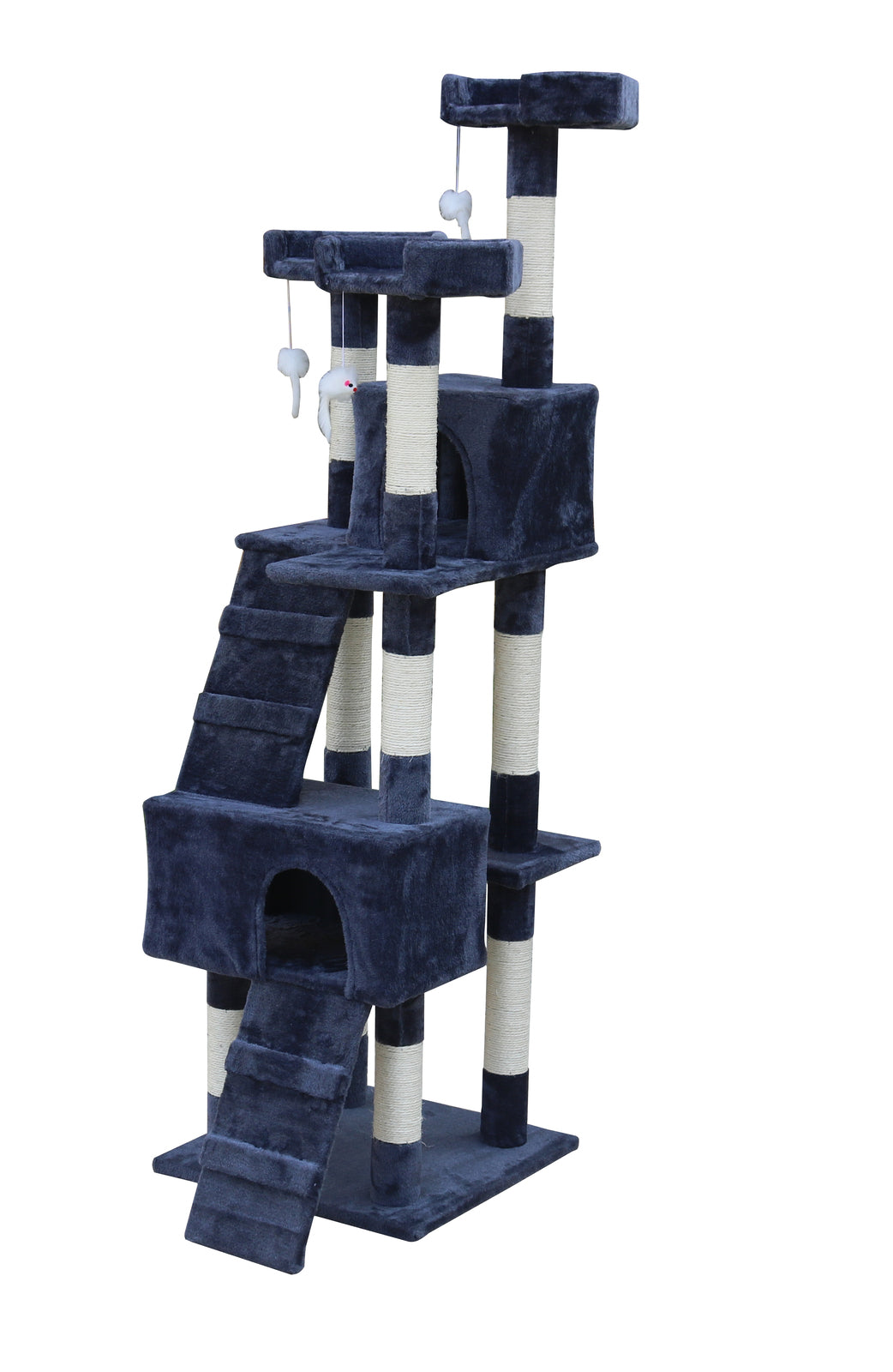 170cm Cat Scratching Post Tree Post House Tower with Ladder Furniture Grey - SILBERSHELL