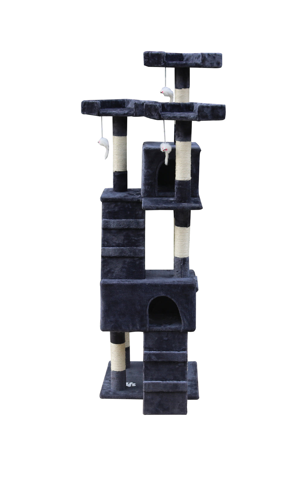 170cm Cat Scratching Post Tree Post House Tower with Ladder Furniture Grey - SILBERSHELL