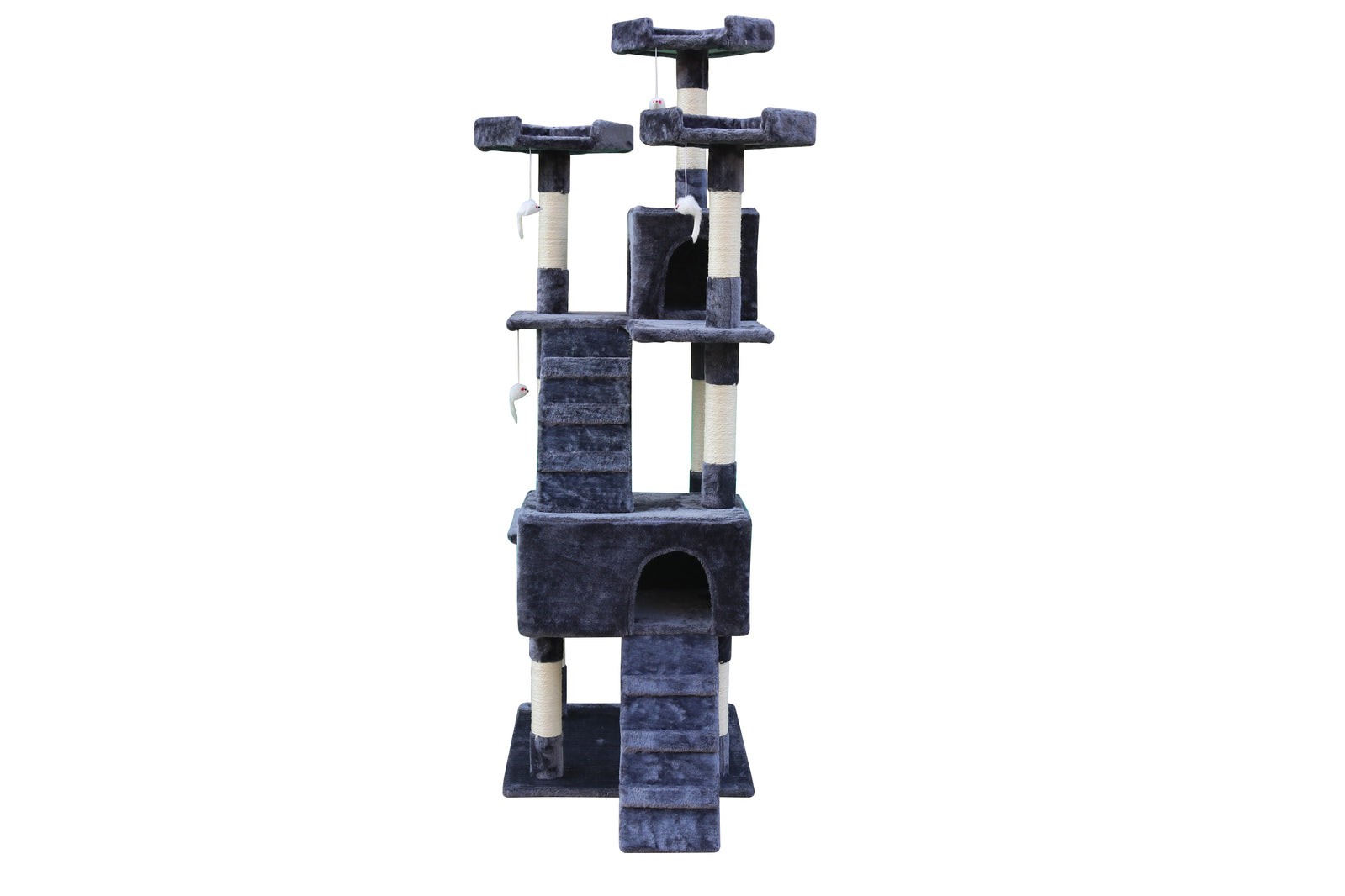 180 cm Cat Kitten Scratching Post Tree W ladder-Grey - SILBERSHELL