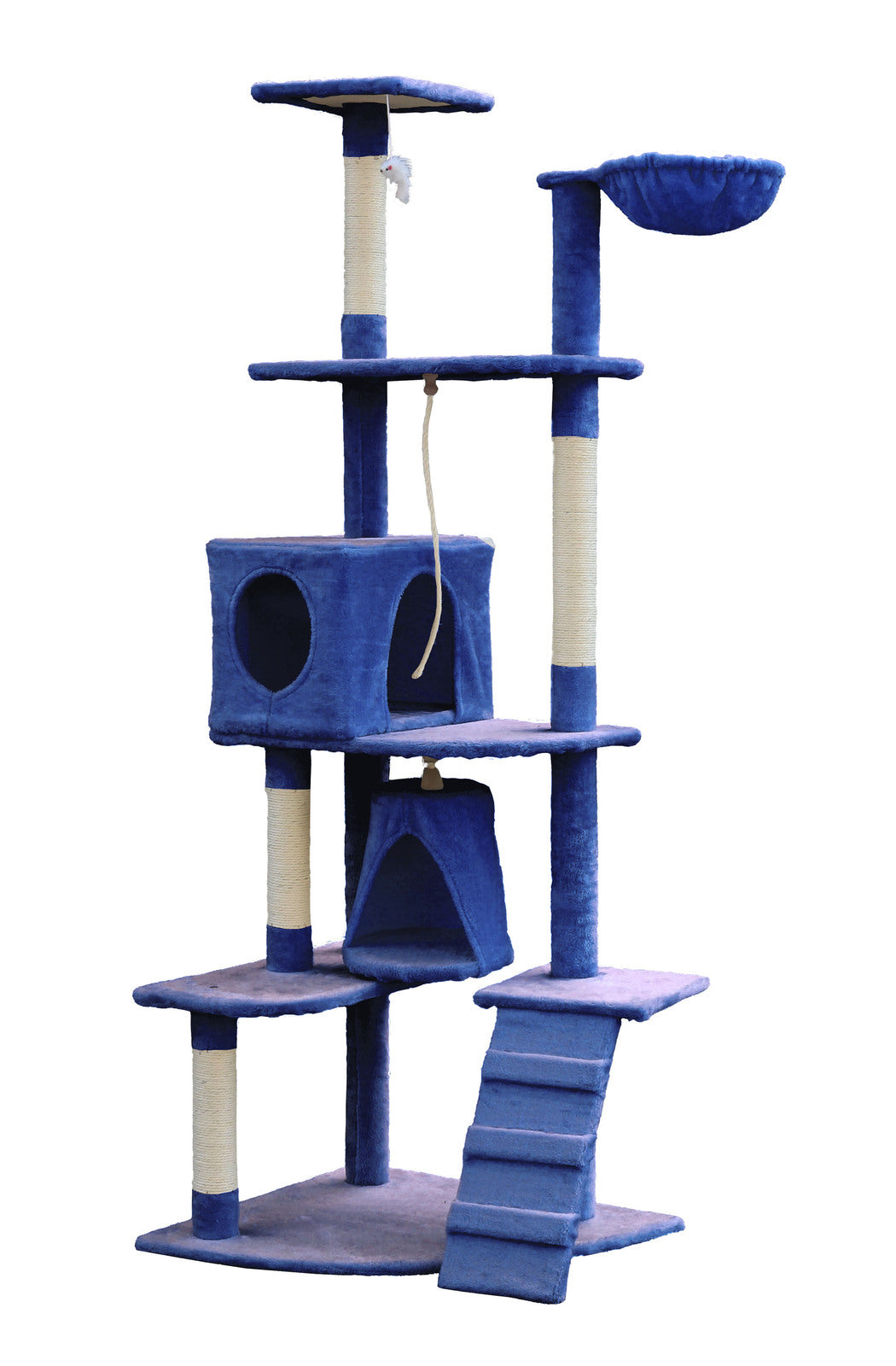 193cm Cat Scratching Tree Post Sisal Pole Scratching Post Scratcher Tower Condo Blue - SILBERSHELL