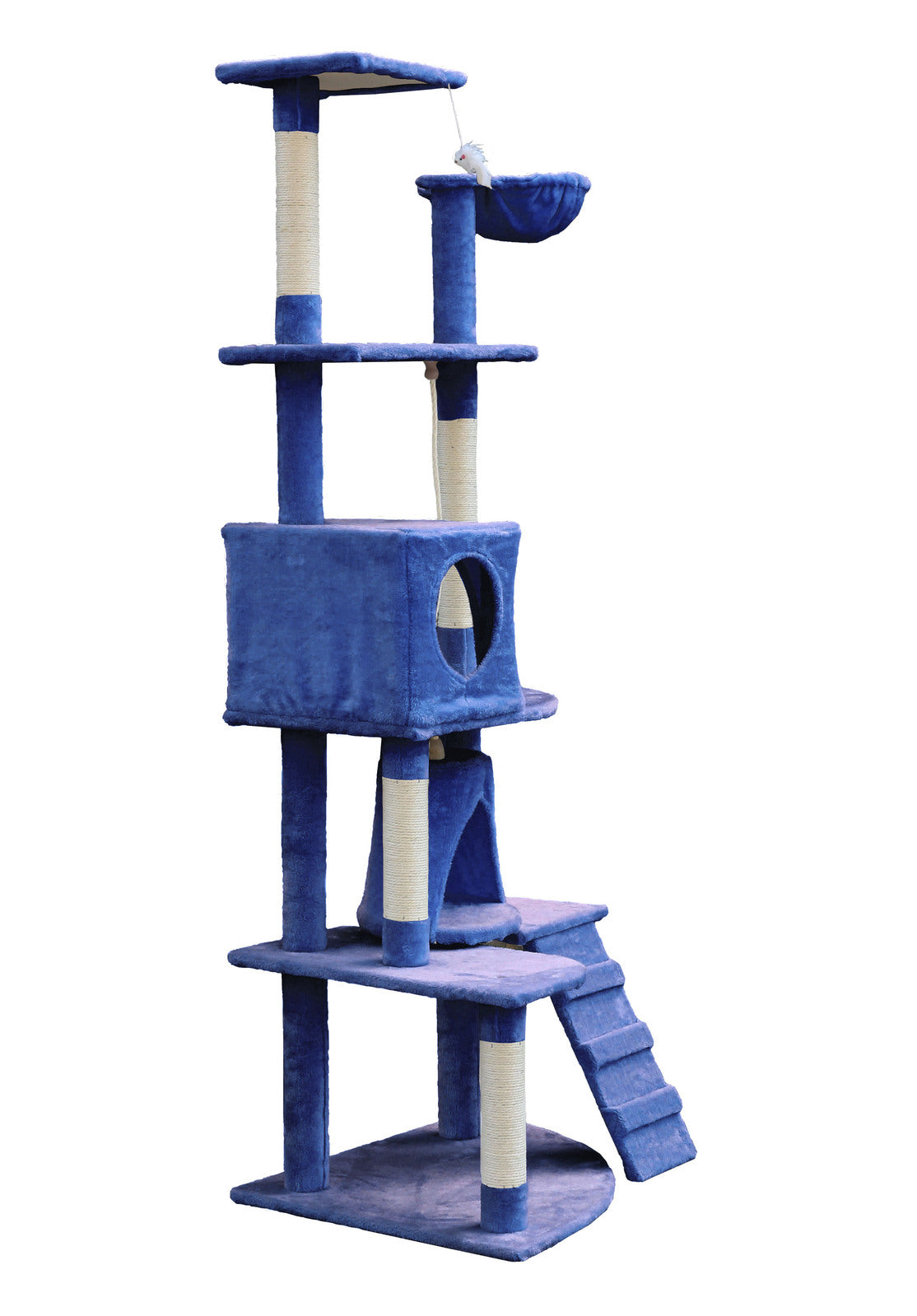 193cm Cat Scratching Tree Post Sisal Pole Scratching Post Scratcher Tower Condo Blue - SILBERSHELL