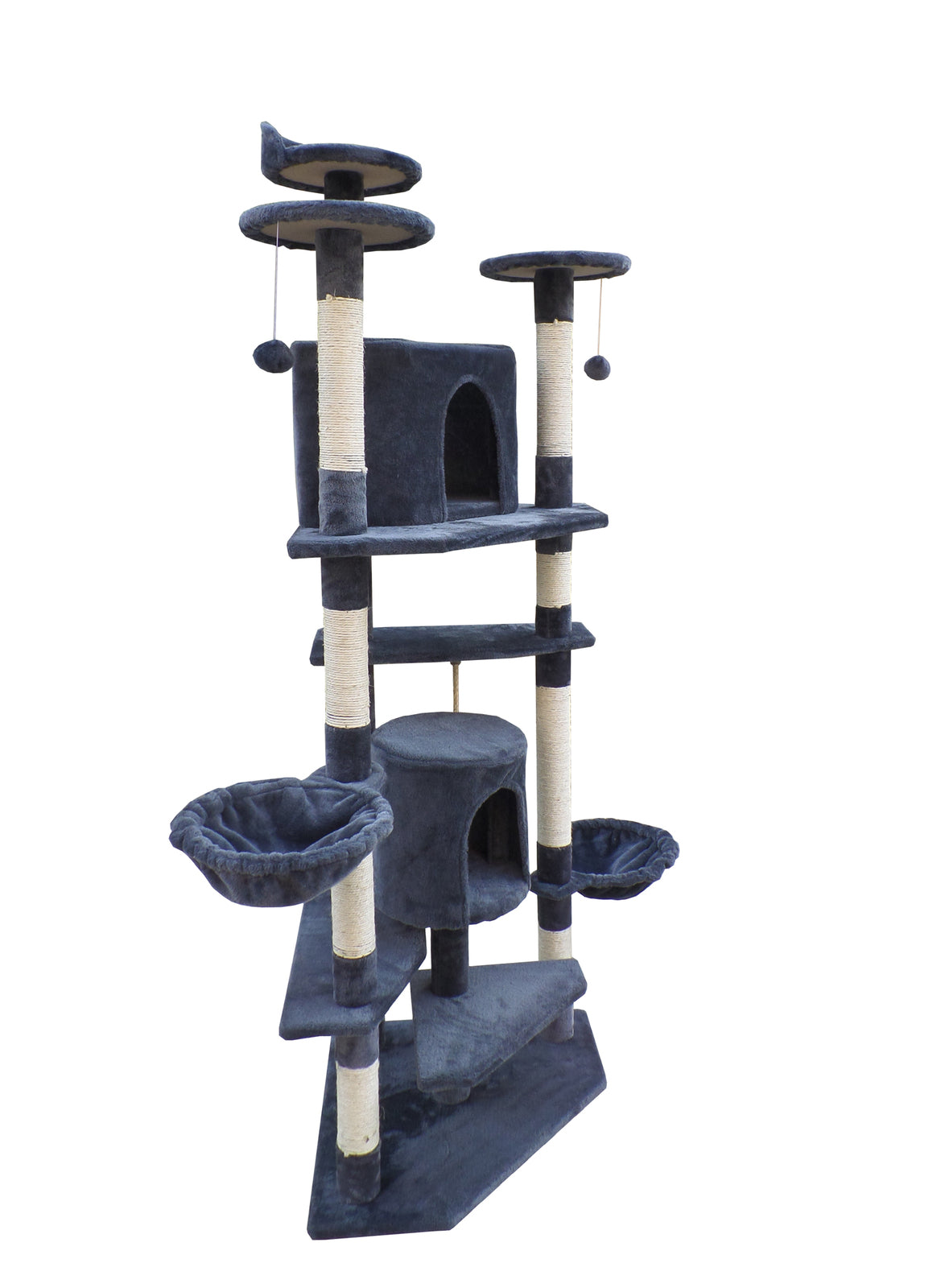 200 cm Cat Scratching Post Tree Scratcher Corner Tower Furniture- Grey - SILBERSHELL