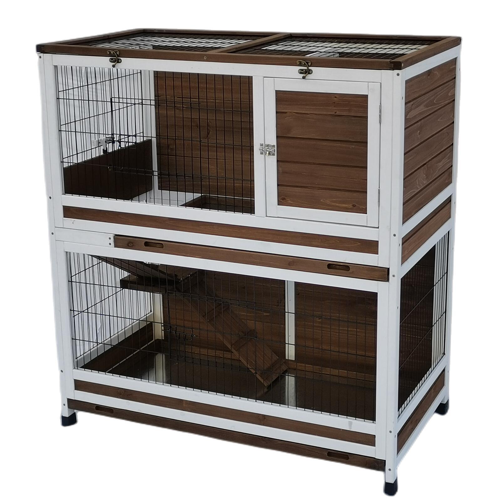 YES4PETS 118 cm XL Double Storey Rabbit Hutch Guinea Pig Cat Cage , Ferret cage Cat W Pull Out Tray - SILBERSHELL