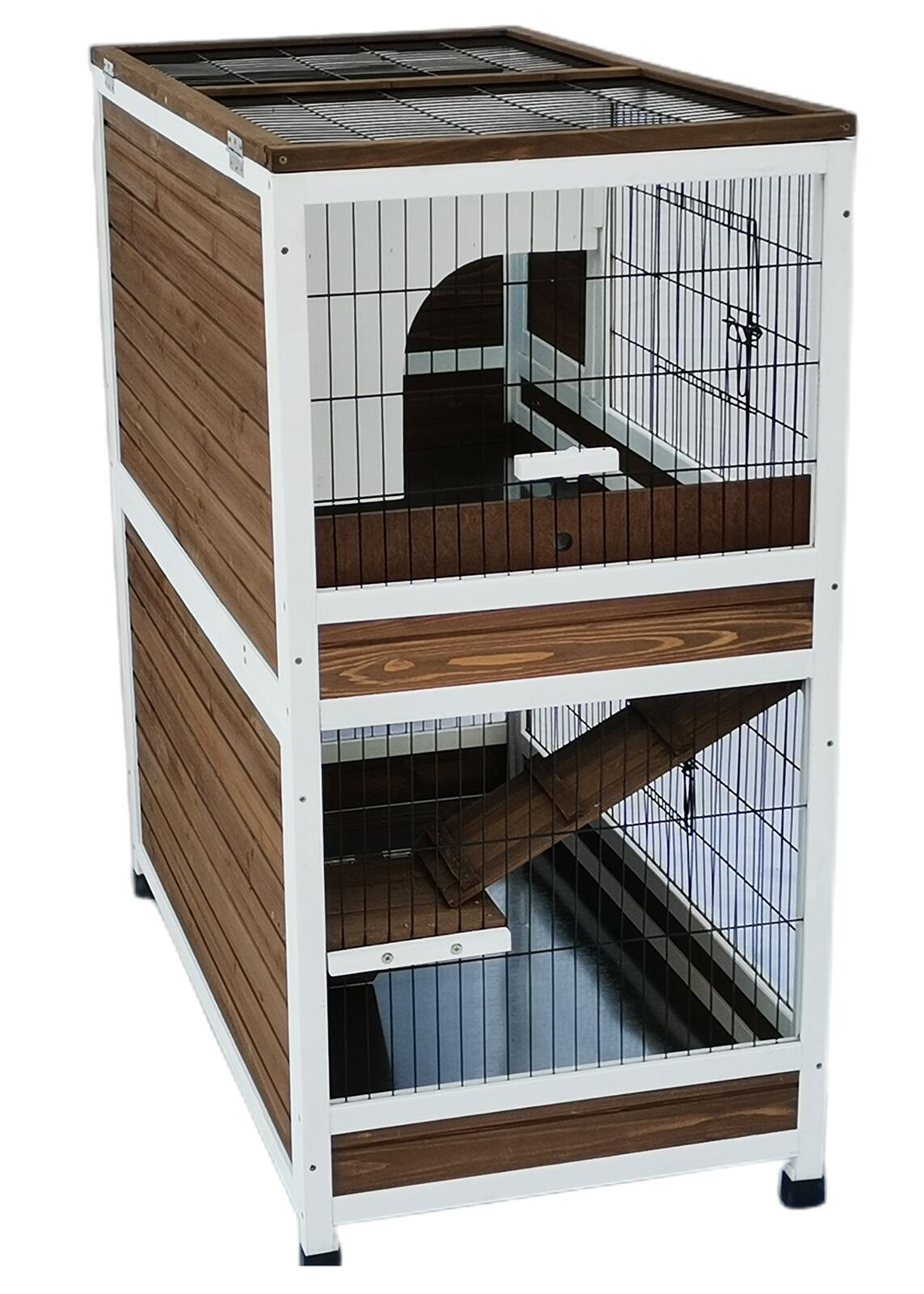 YES4PETS 118 cm XL Double Storey Rabbit Hutch Guinea Pig Cat Cage , Ferret cage Cat W Pull Out Tray - SILBERSHELL