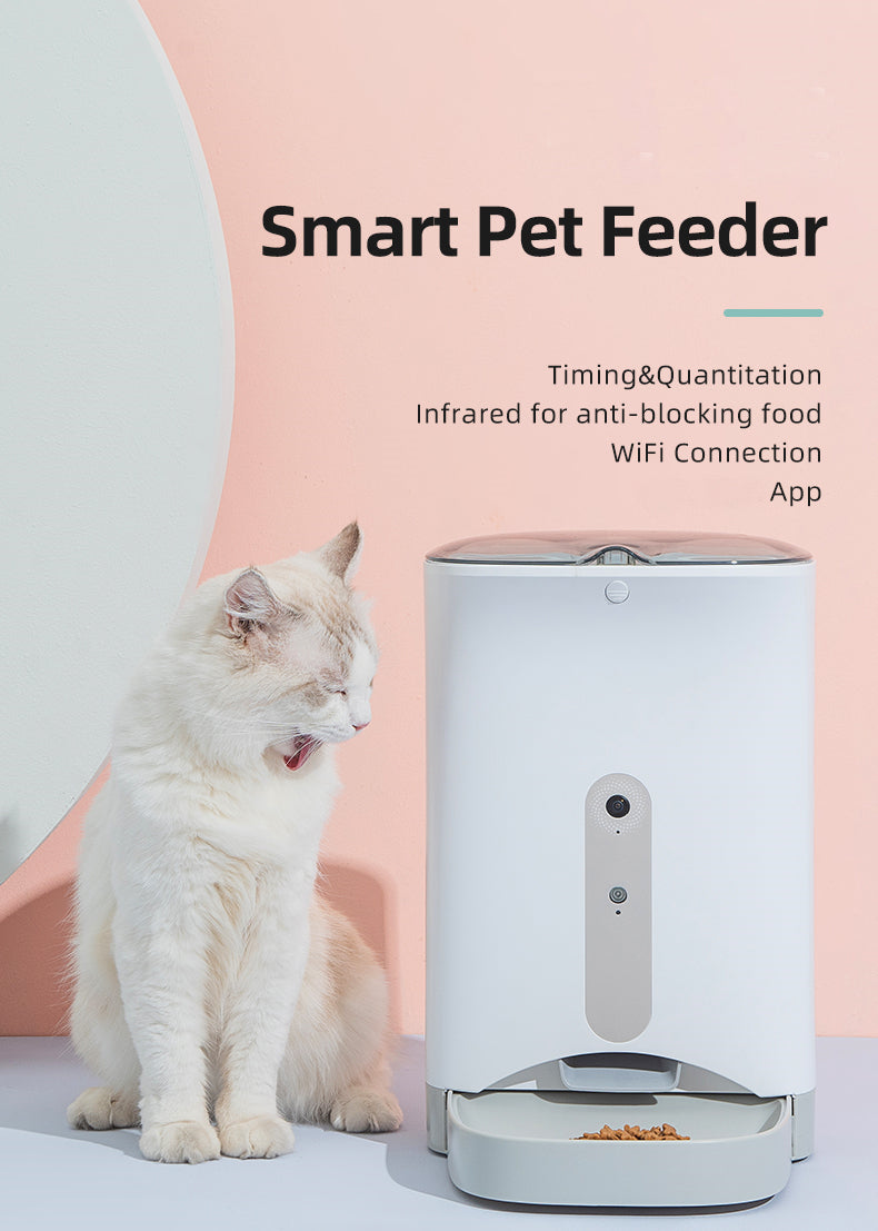 Smart Automatic Pet Dog Cat Rabbit Feeder Smartphone Camera APP for iPhone Android - SILBERSHELL